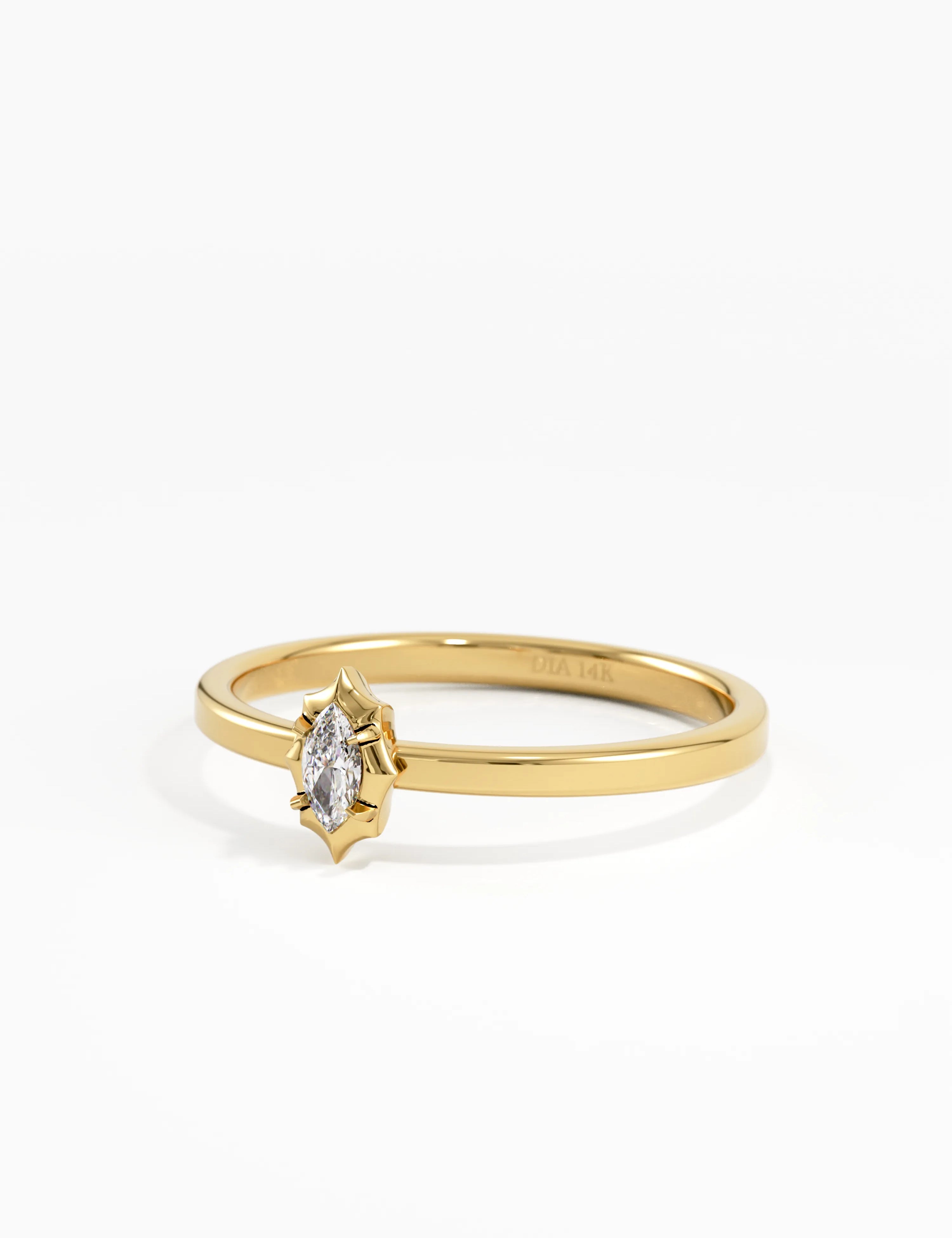 Marquise Solitaire Ring, solid gold ring, view 8 | DiaFifth