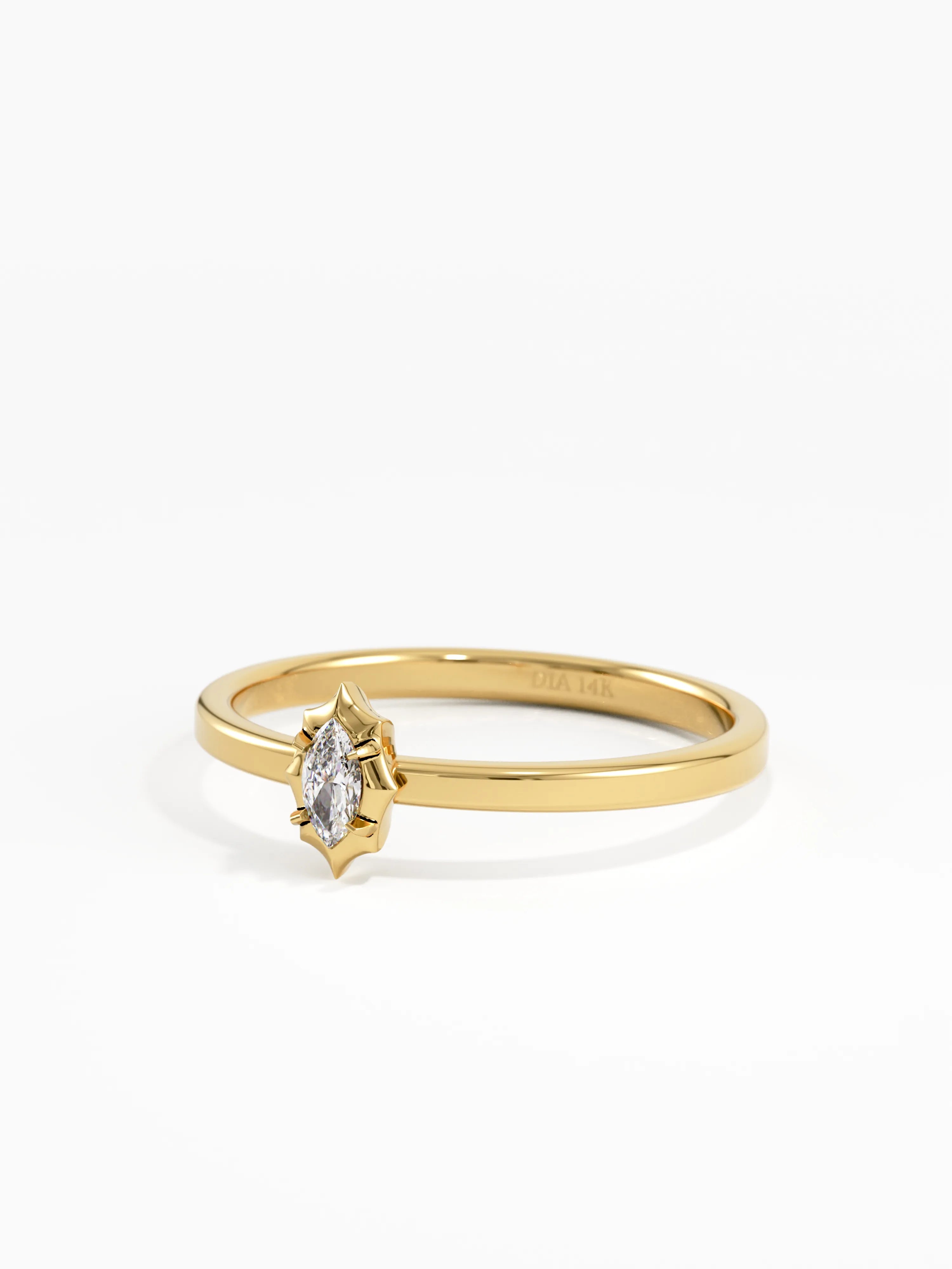 Marquise Solitaire Ring, solid gold ring, view 8 | DiaFifth