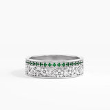 Side Pave Flower Wedding Band, solid gold ring, view 6 | DiaFifth