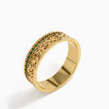 Side Pave Flower Wedding Band, solid gold ring, view 4 | DiaFifth