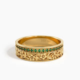 Side Pave Flower Wedding Band, solid gold ring, view 7 | DiaFifth