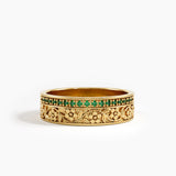 Side Pave Flower Wedding Band, solid gold ring | DiaFifth