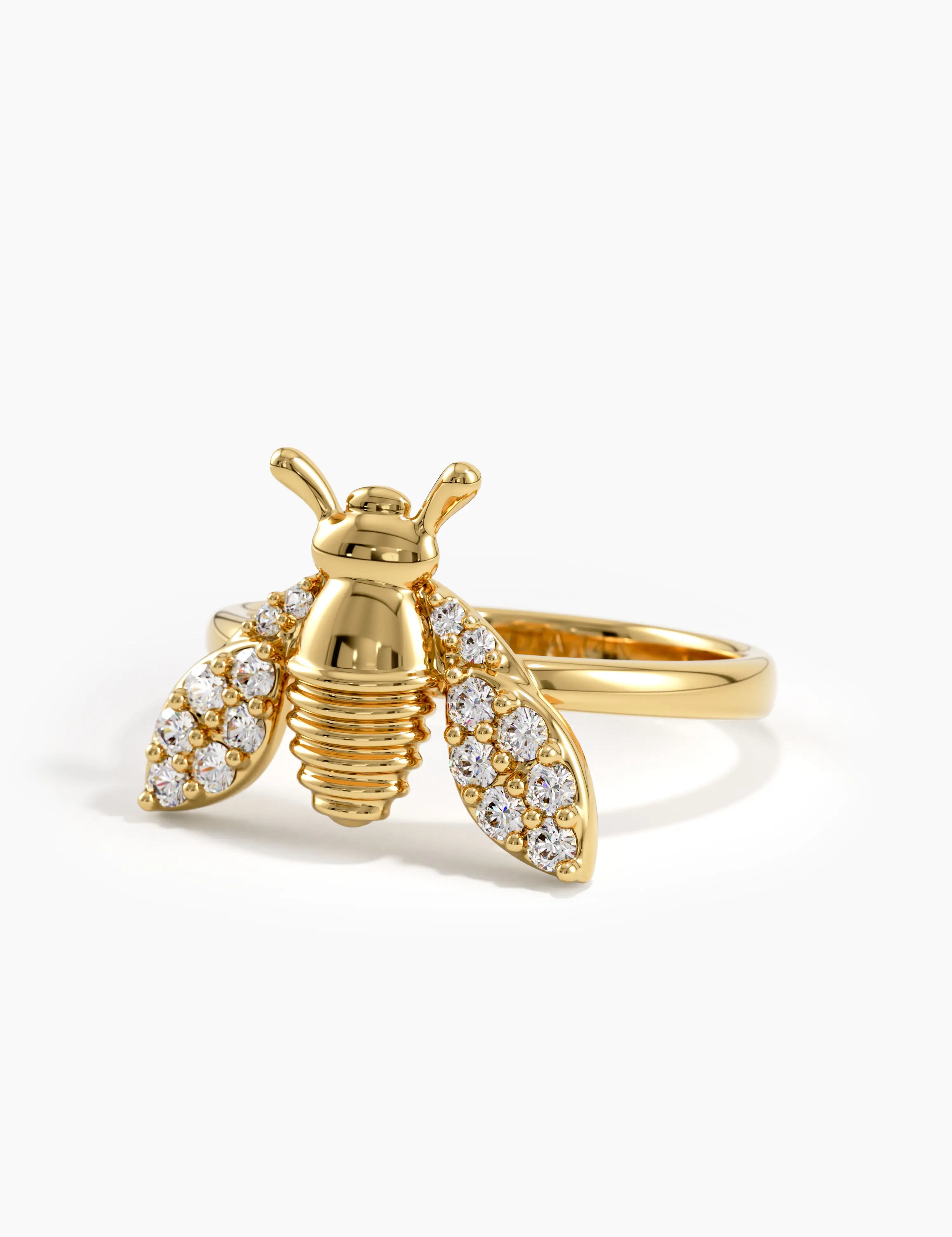 Diamond Bee Statement Ring, solid gold ring, view 4 | DiaFifth