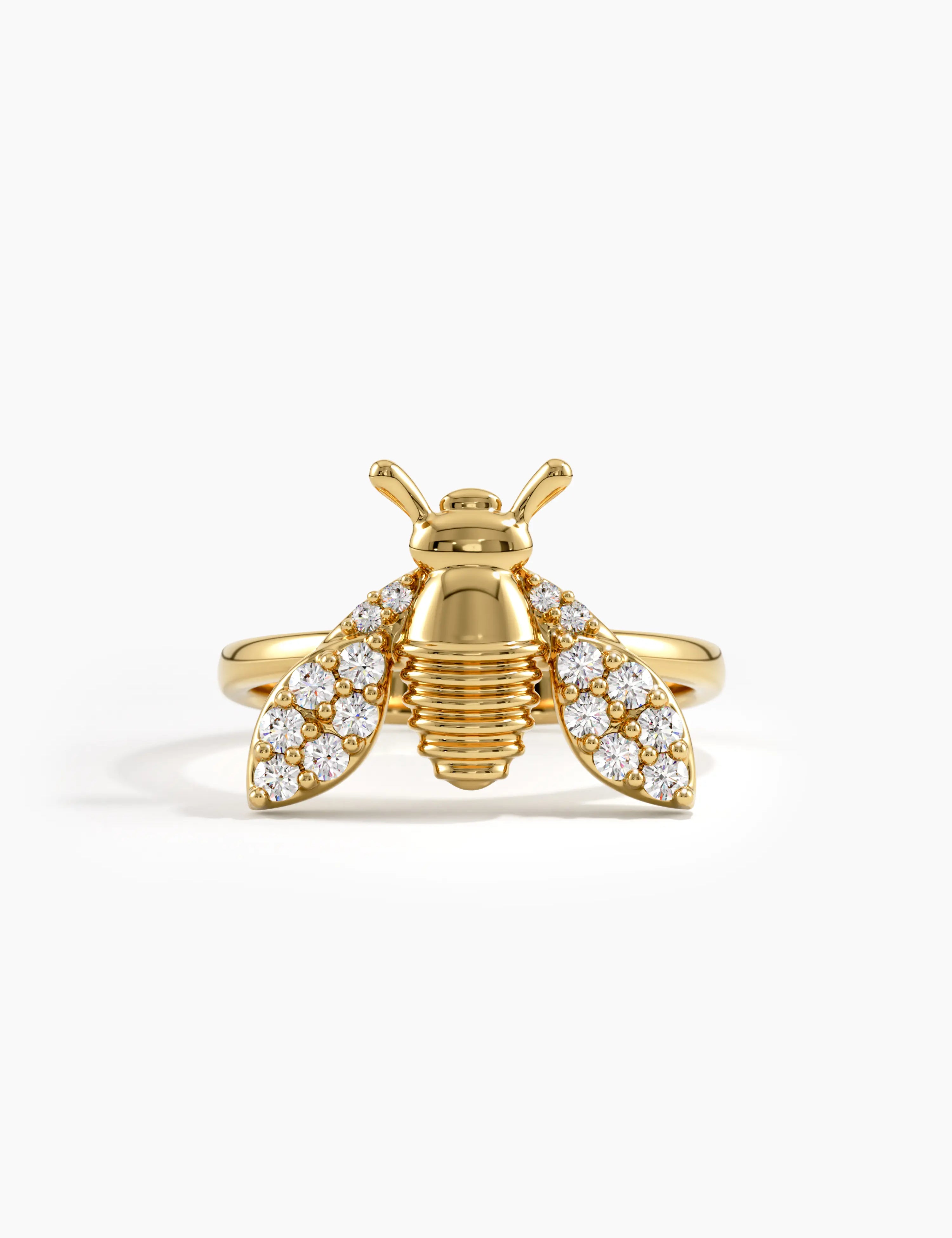 Diamond Bee Statement Ring, solid gold ring | DiaFifth