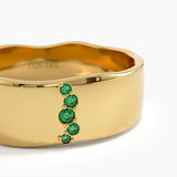 Emerald Wavy Wedding Band, solid gold ring, view 2 | DiaFifth