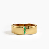 Emerald Wavy Wedding Band, solid gold ring | DiaFifth