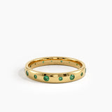 Flush Set Emerald Band, solid gold ring, view 4 | DiaFifth
