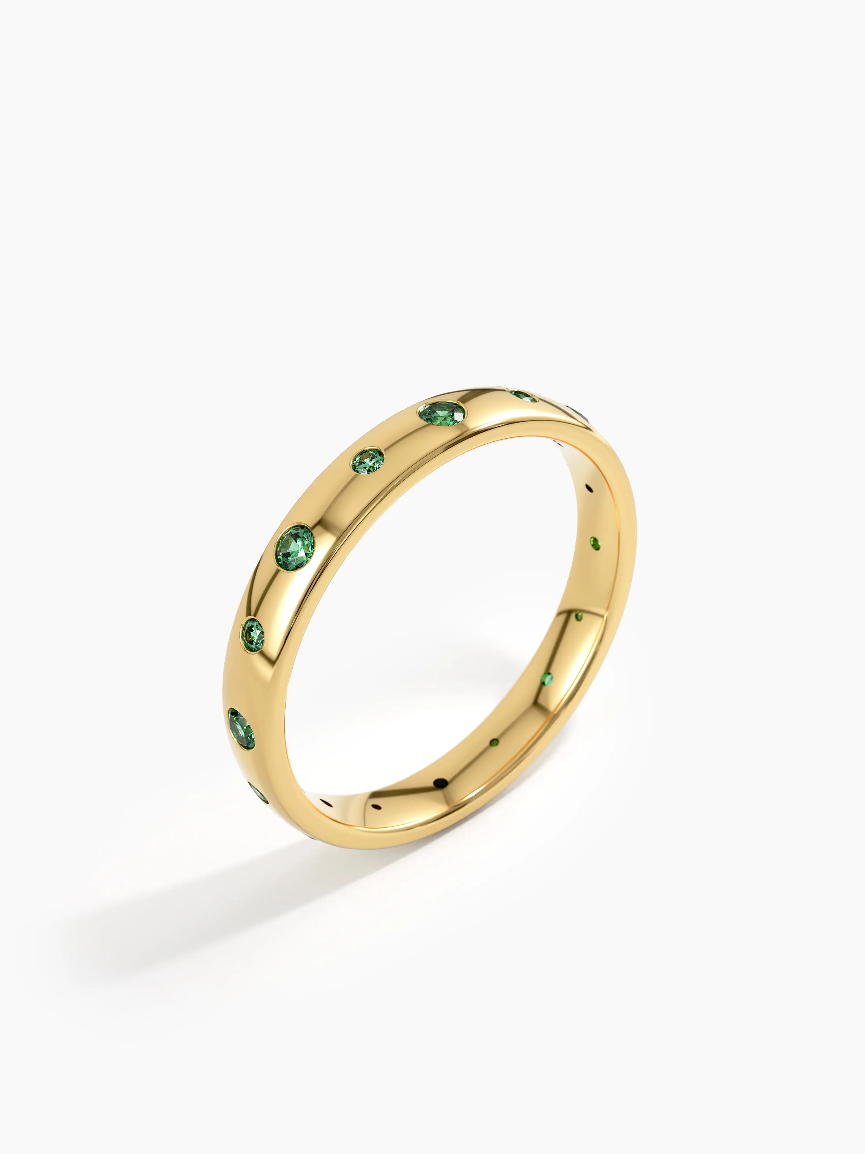 Flush Set Emerald Band, solid gold ring, view 5 | DiaFifth
