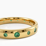 Flush Set Emerald Band, solid gold ring, view 2 | DiaFifth