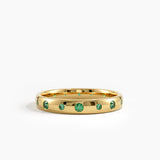 Flush Set Emerald Band, solid gold ring | DiaFifth