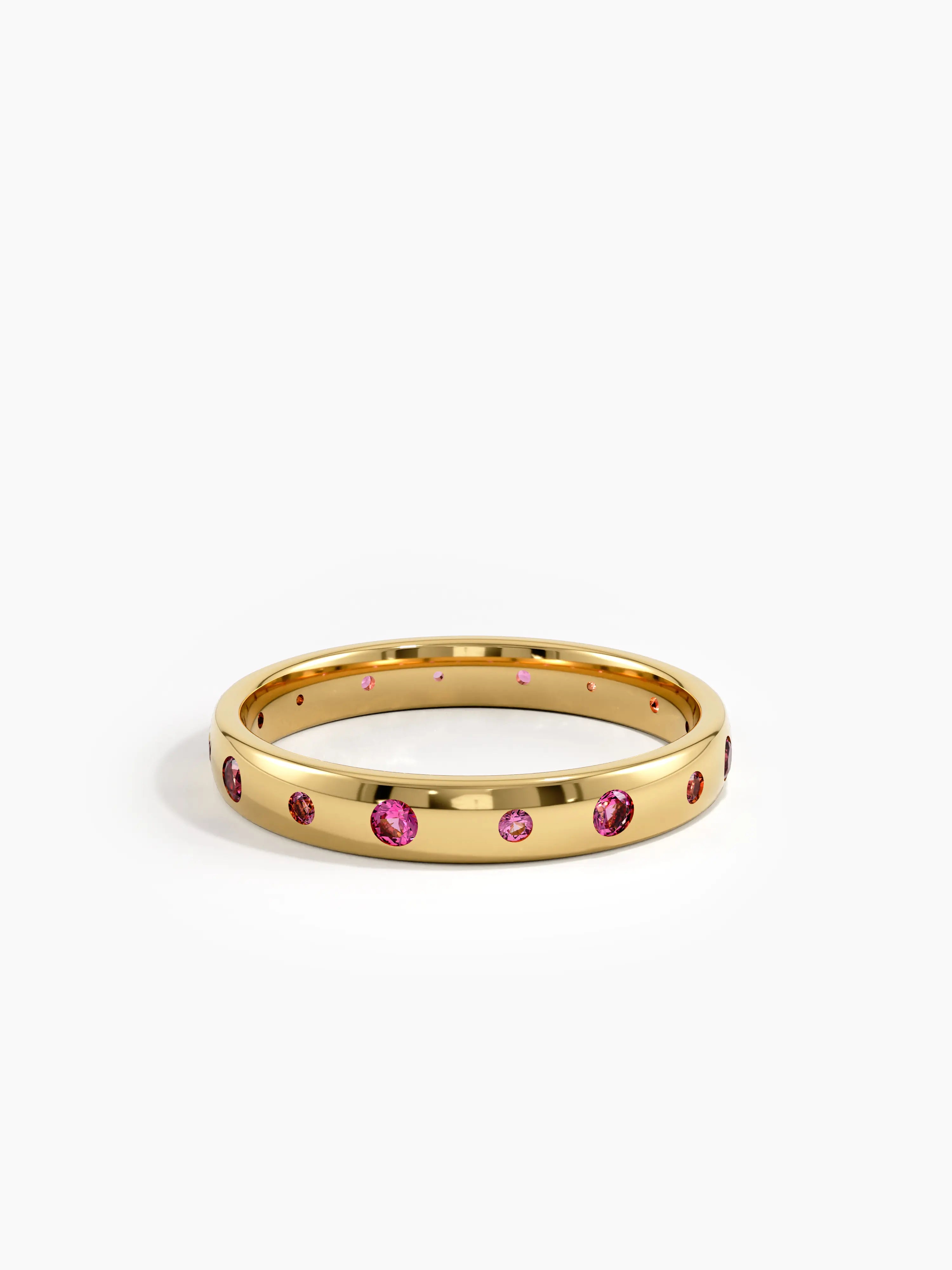 Flush Set Ruby Band, solid gold ring, view 8 | DiaFifth