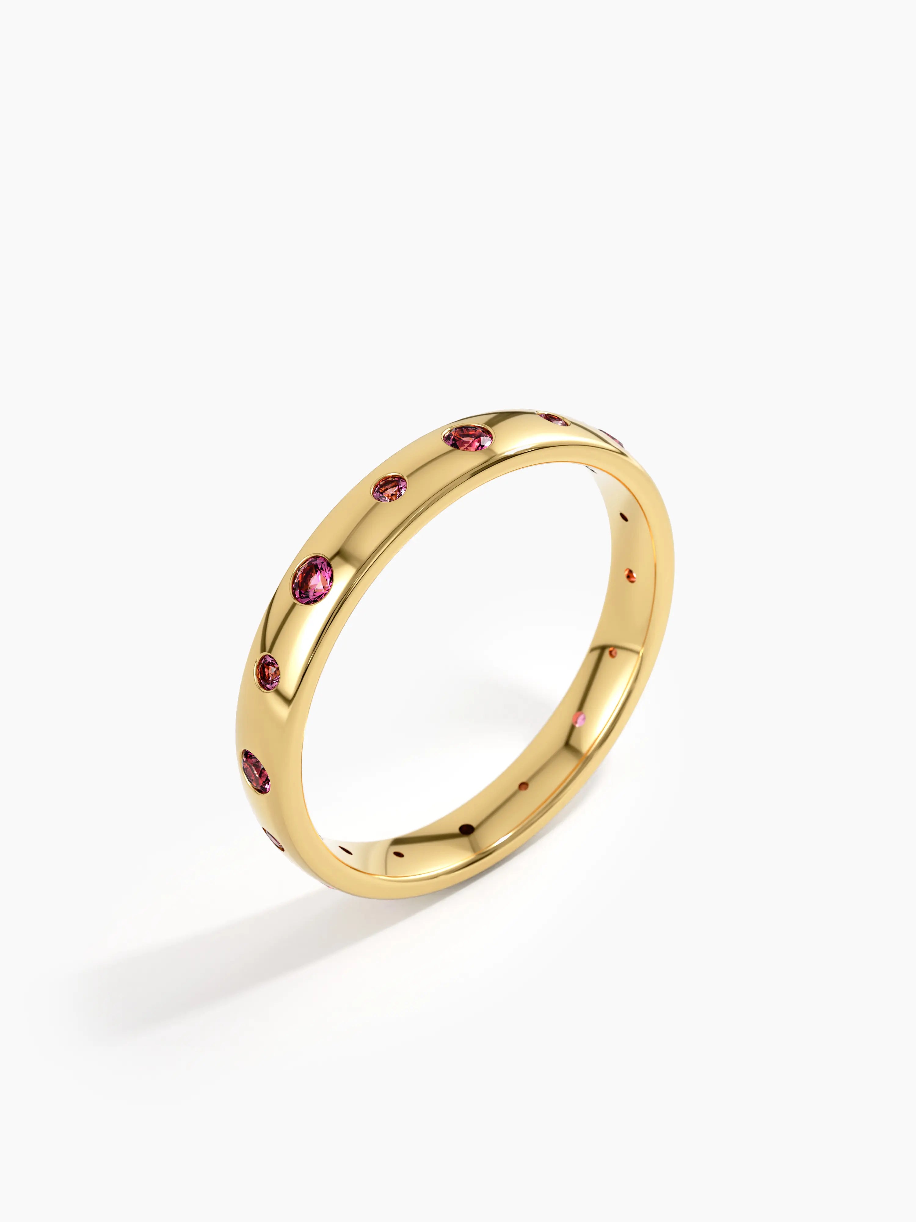 Flush Set Ruby Band, solid gold ring, view 5 | DiaFifth