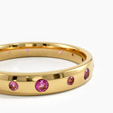 Flush Set Ruby Band, solid gold ring, view 2 | DiaFifth