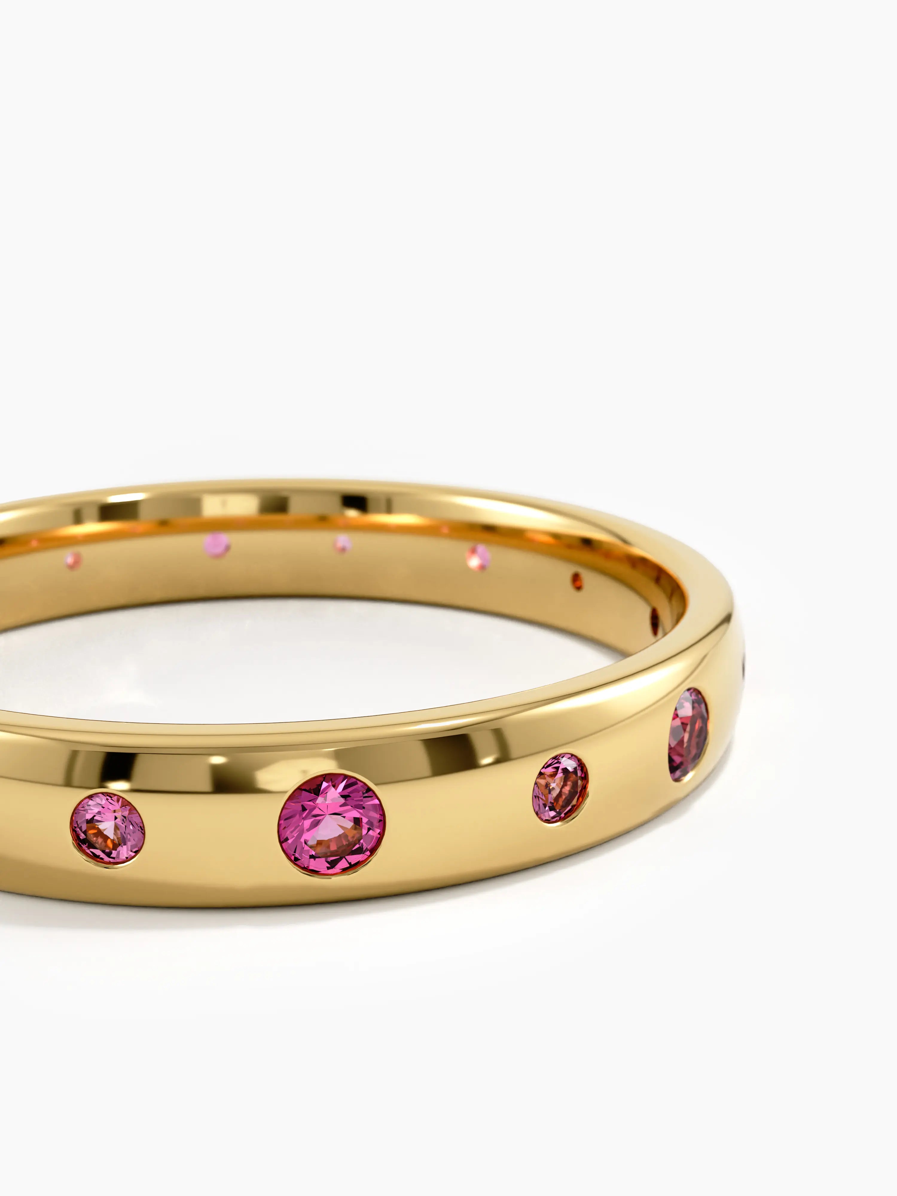Flush Set Ruby Band, solid gold ring, view 2 | DiaFifth