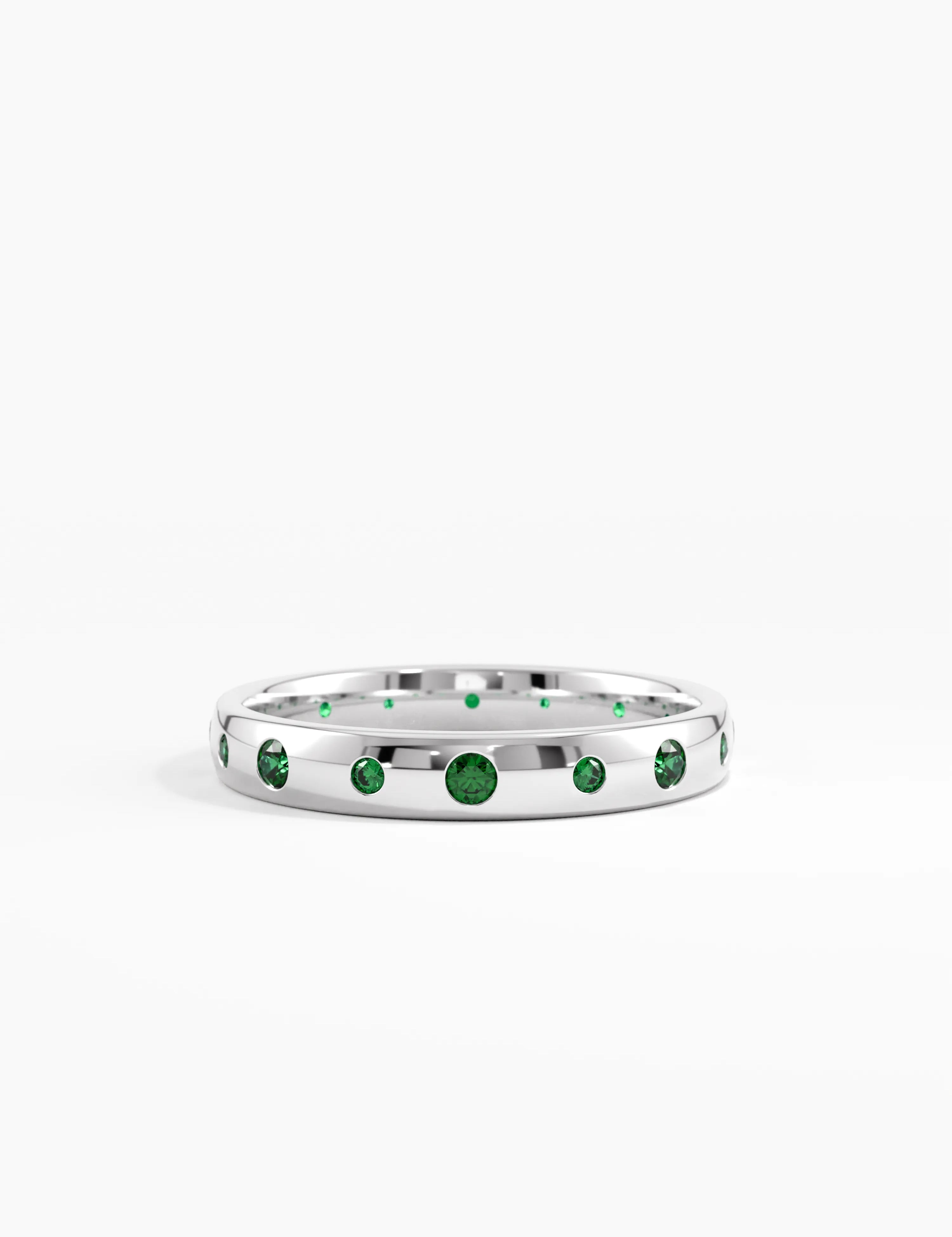 Flush Set Emerald Band, solid gold ring, view 8 | DiaFifth