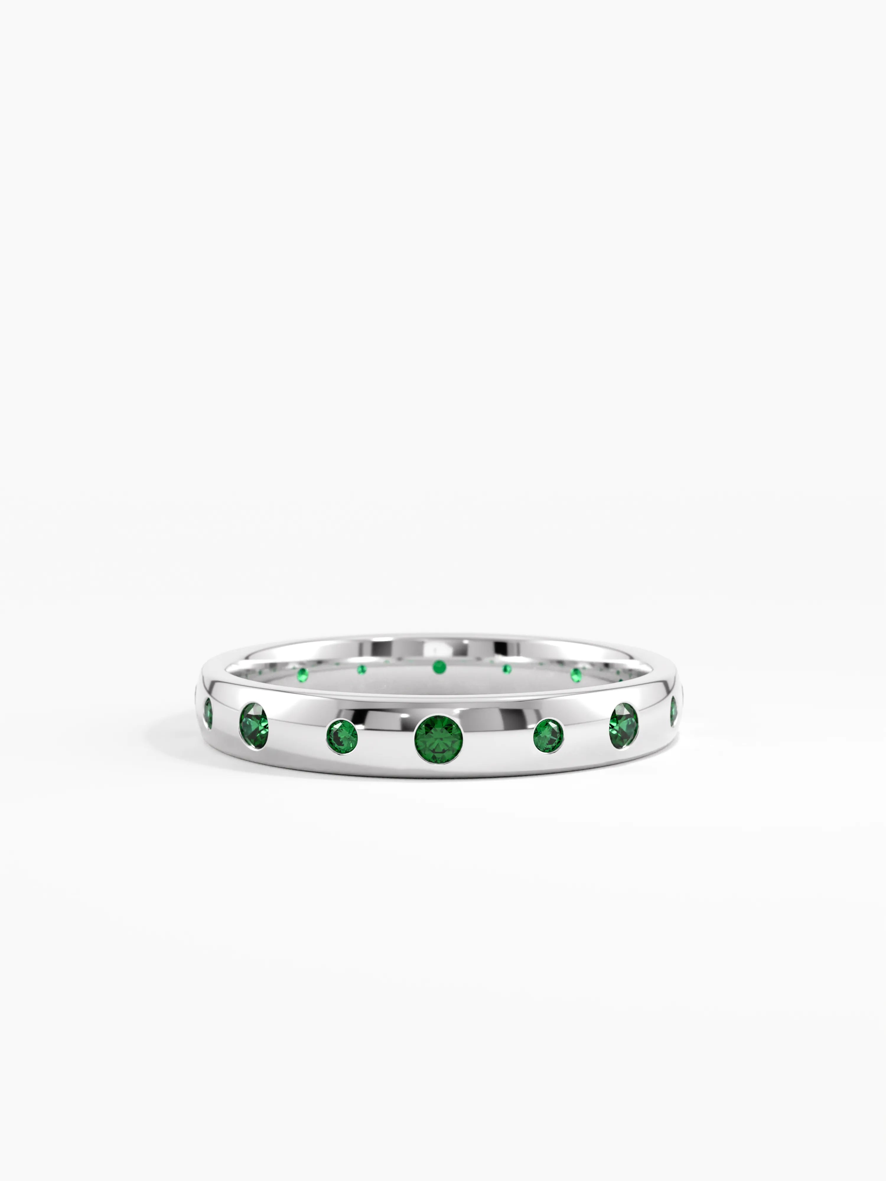 Flush Set Emerald Band, solid gold ring, view 8 | DiaFifth