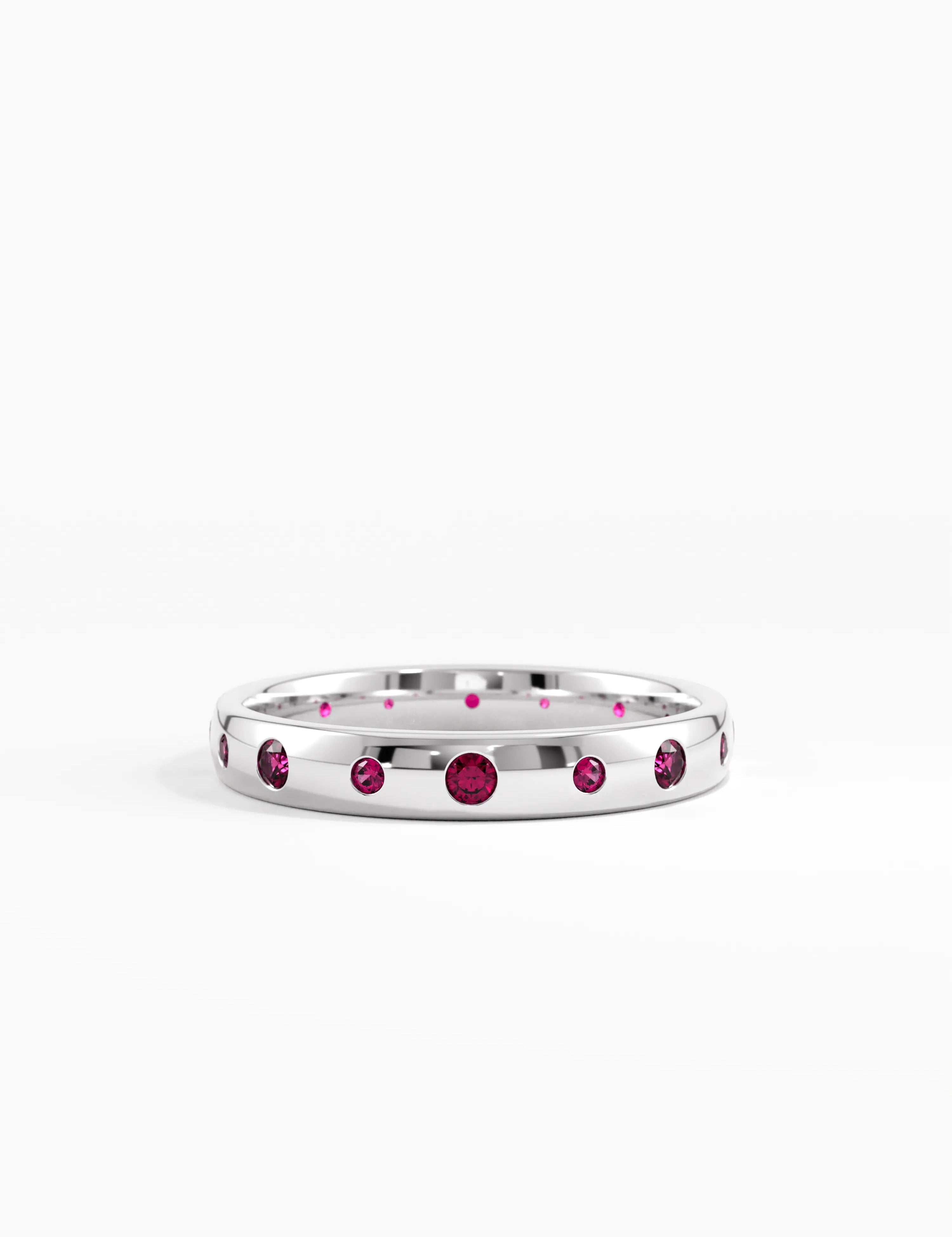 Flush Set Ruby Band, solid gold ring, view 7 | DiaFifth