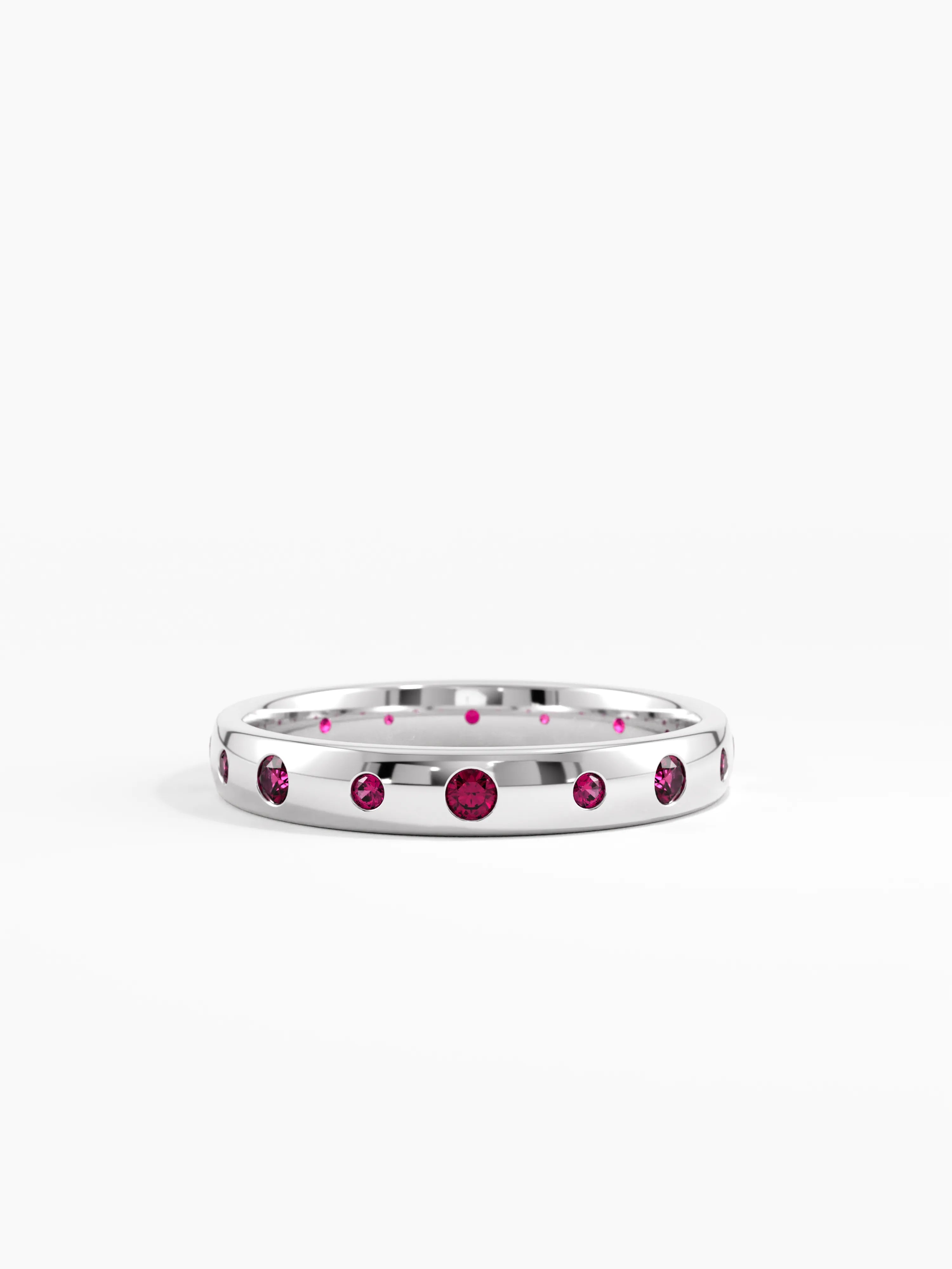 Flush Set Ruby Band, solid gold ring, view 7 | DiaFifth
