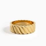Wavy Pattern Wedding Band, solid gold ring, view 4 | DiaFifth