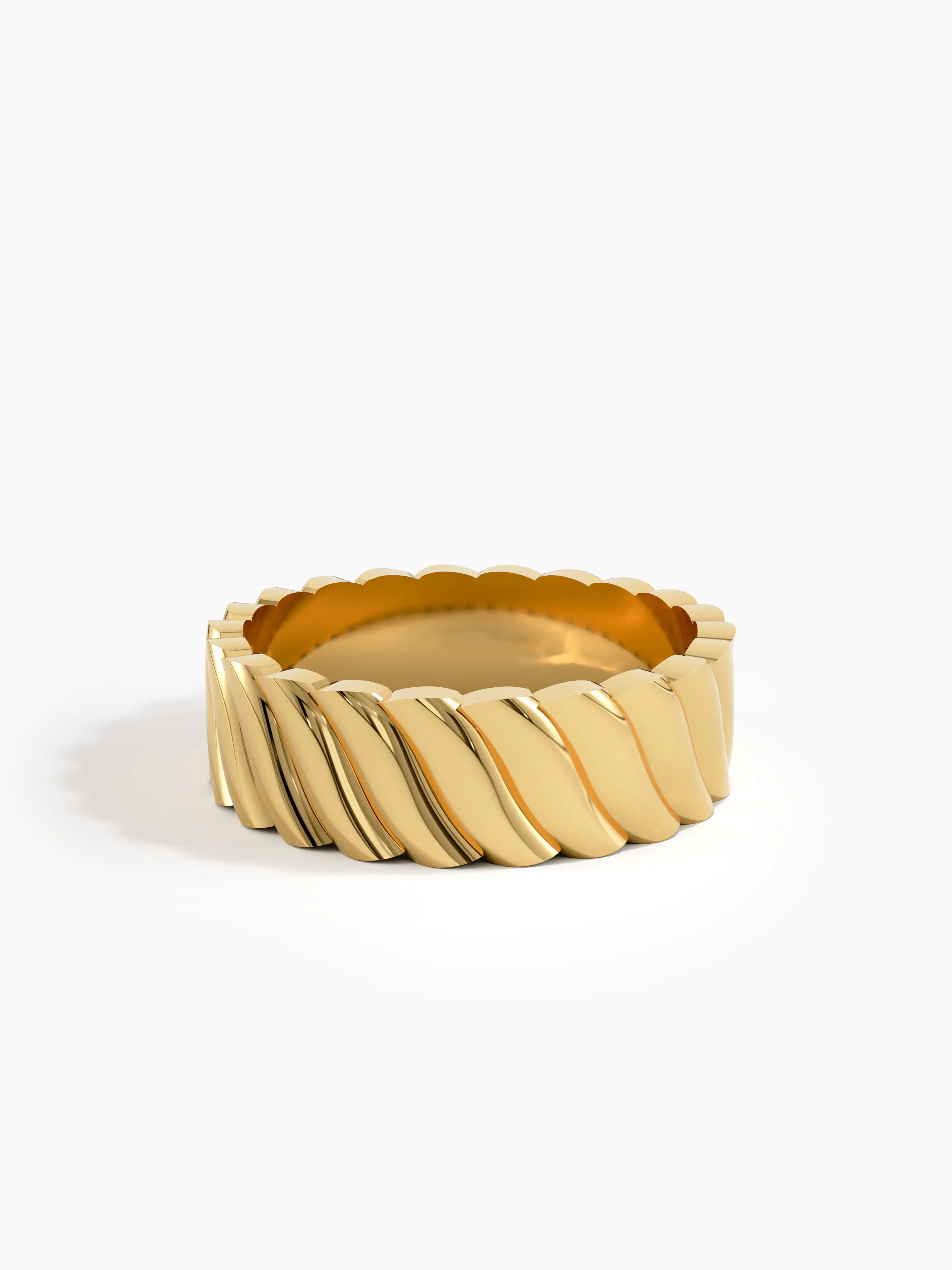 Wavy Pattern Wedding Band, solid gold ring, view 4 | DiaFifth