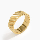 Wavy Pattern Wedding Band, solid gold ring, view 5 | DiaFifth