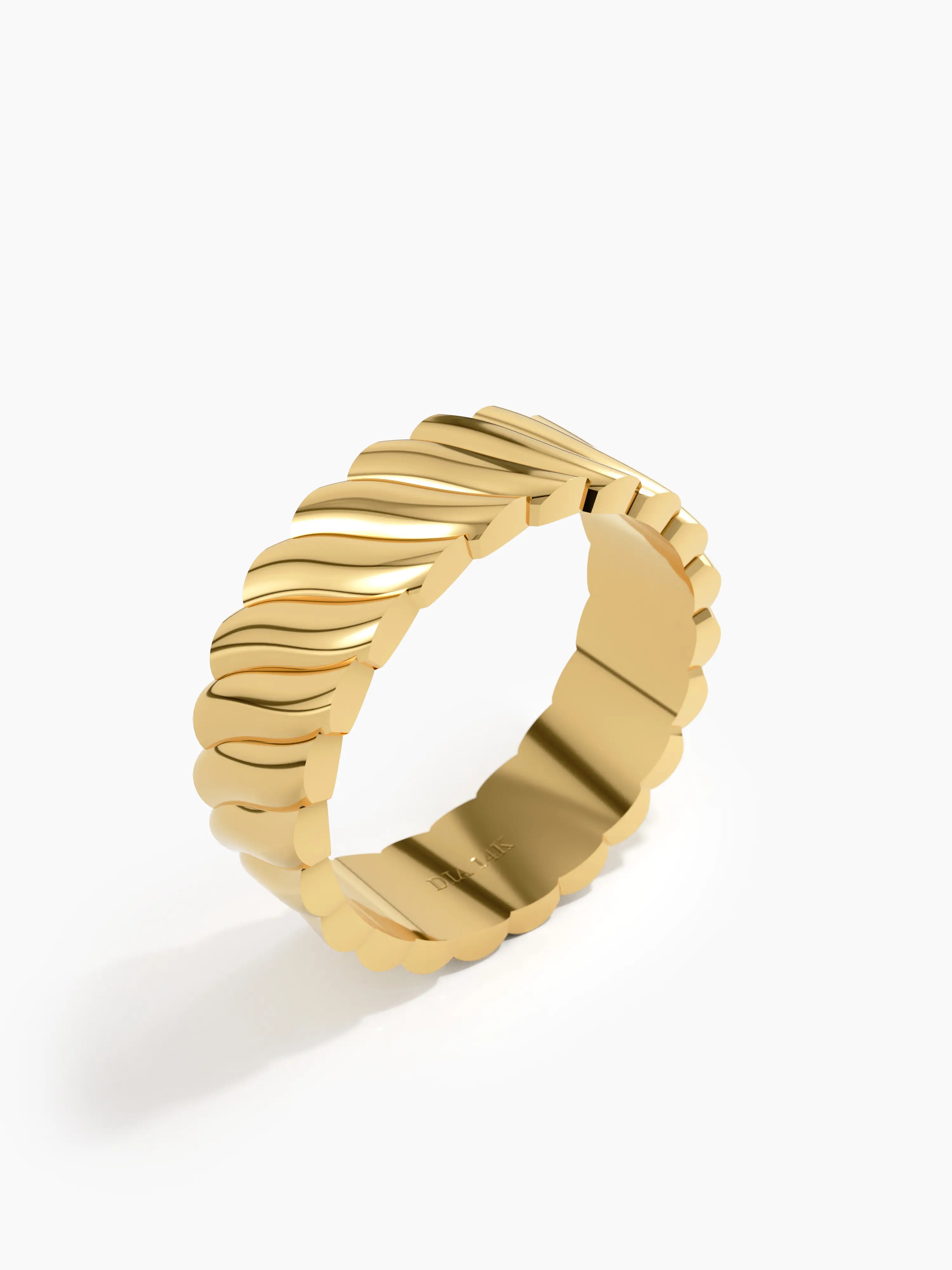 Wavy Pattern Wedding Band, solid gold ring, view 5 | DiaFifth