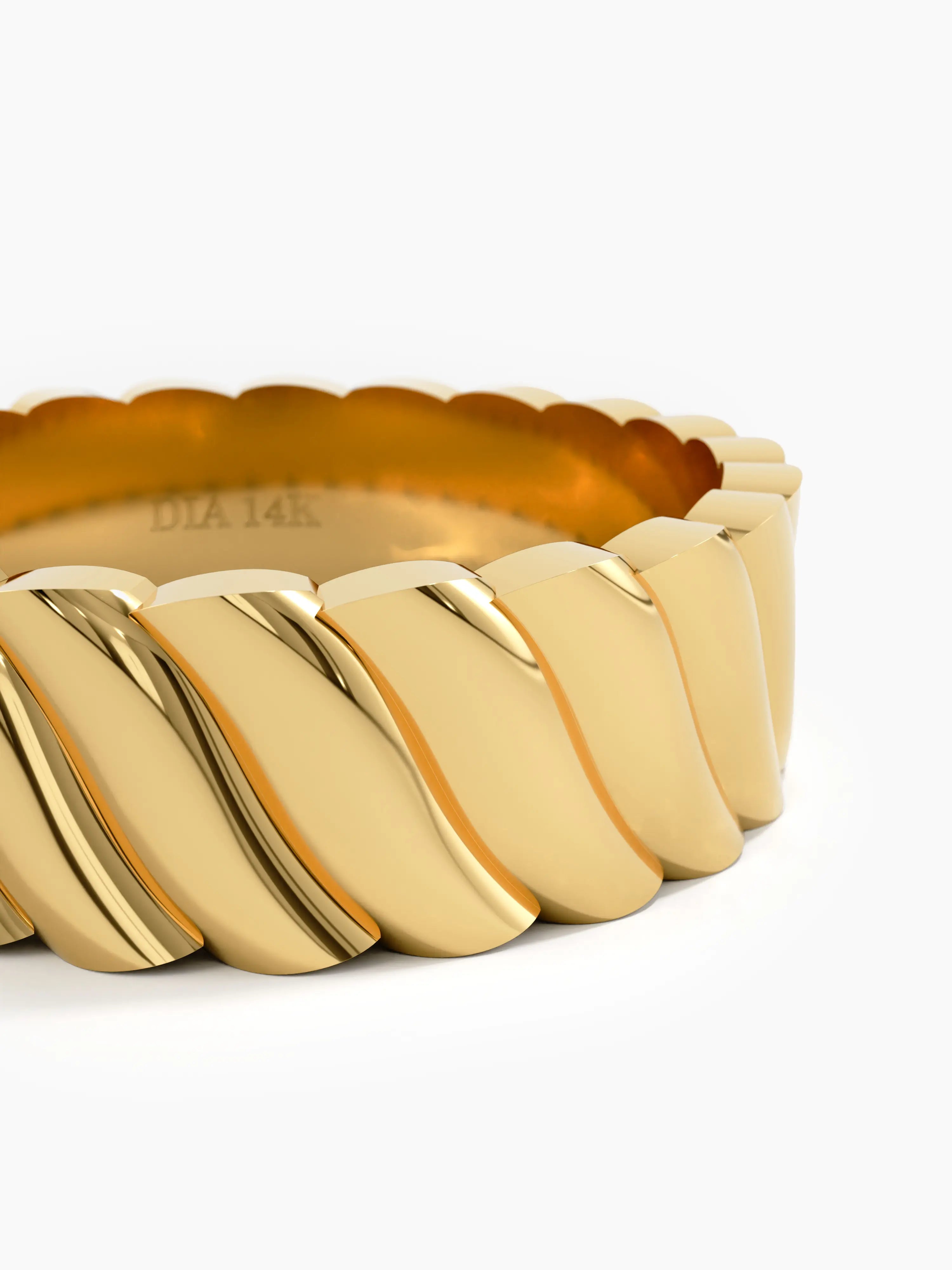 Wavy Pattern Wedding Band, solid gold ring, view 2 | DiaFifth