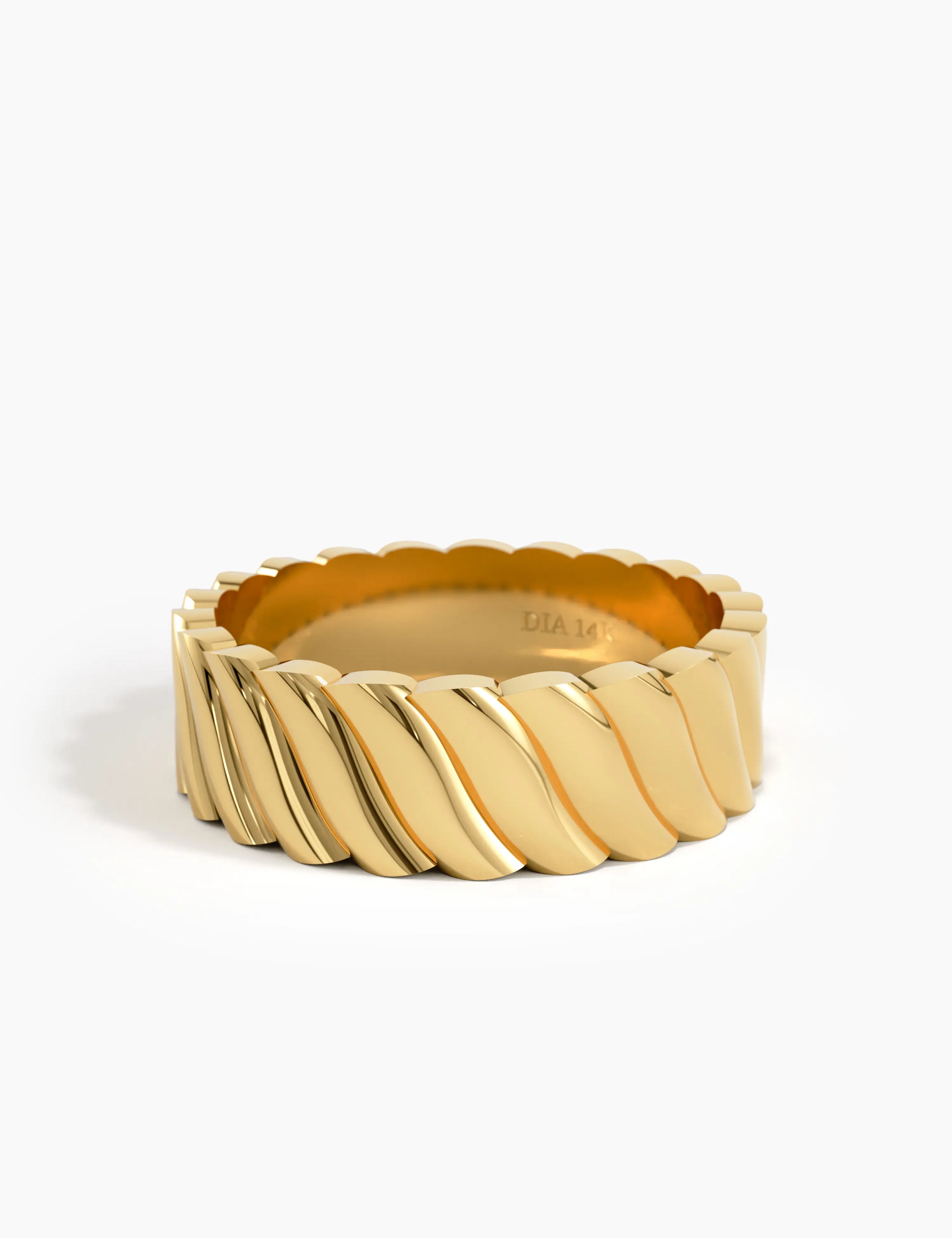 Wavy Pattern Wedding Band, solid gold ring, view 8 | DiaFifth