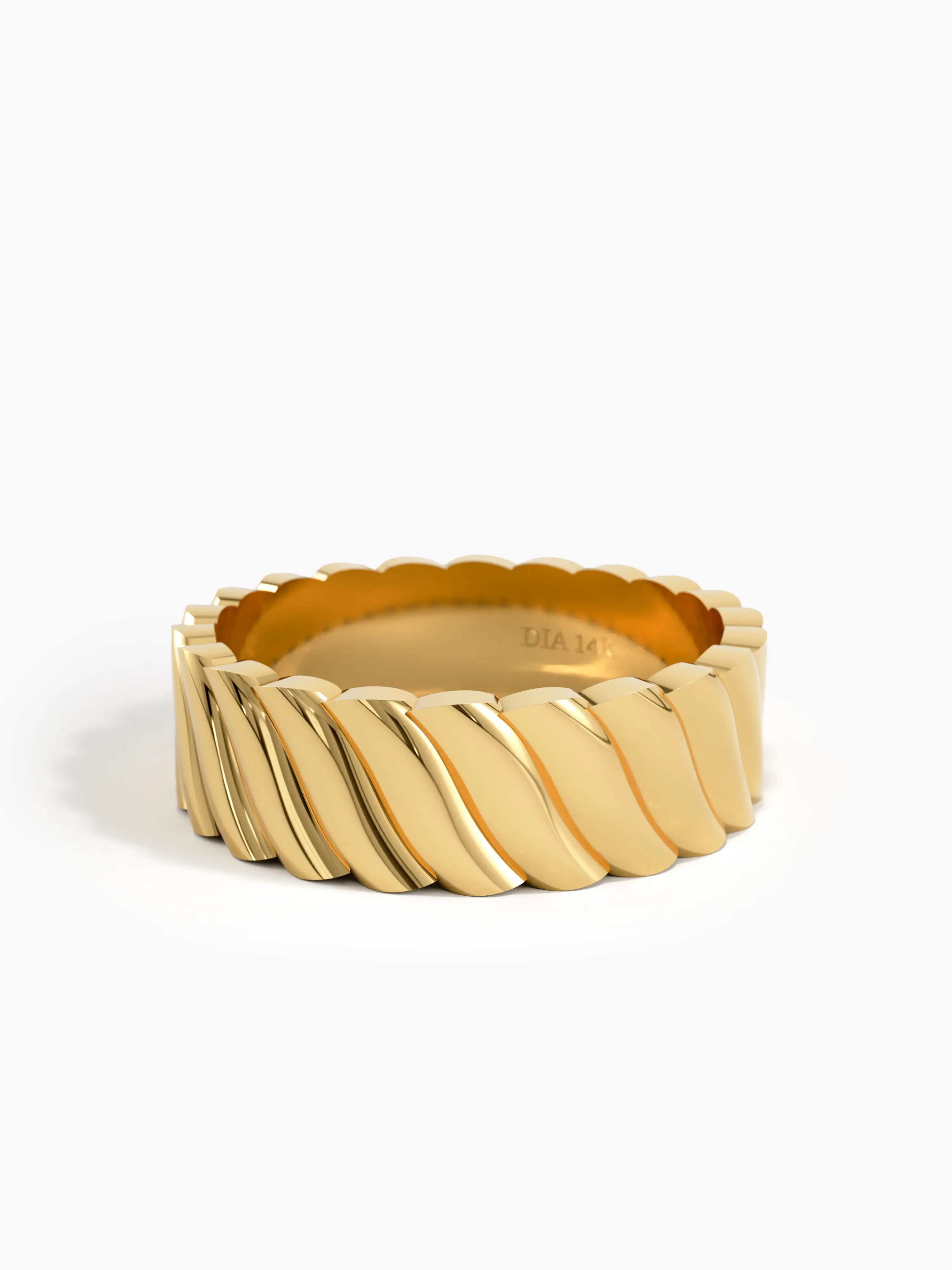 Wavy Pattern Wedding Band, solid gold ring, view 8 | DiaFifth