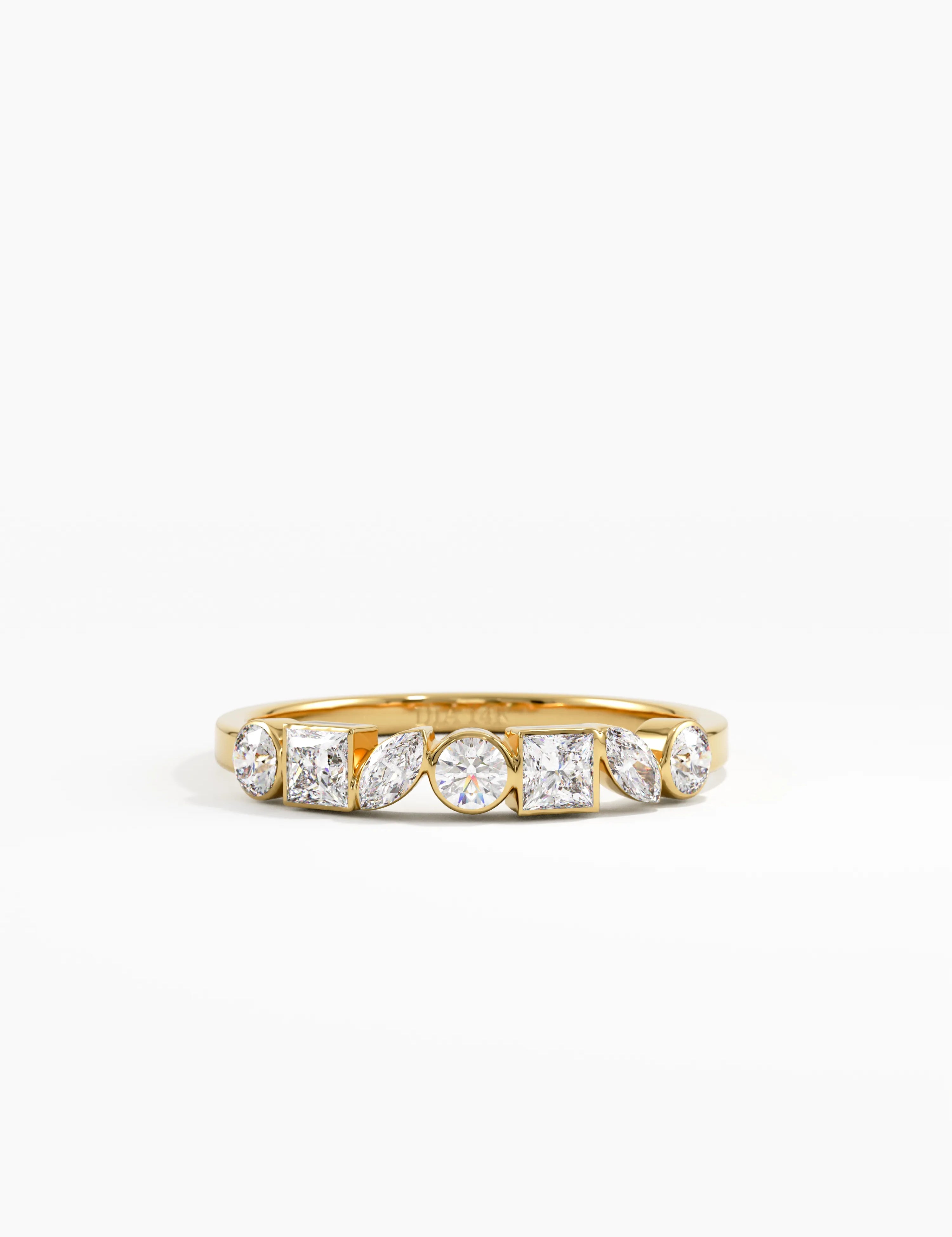Mixed Cut Wedding Ring, solid gold ring | DiaFifth