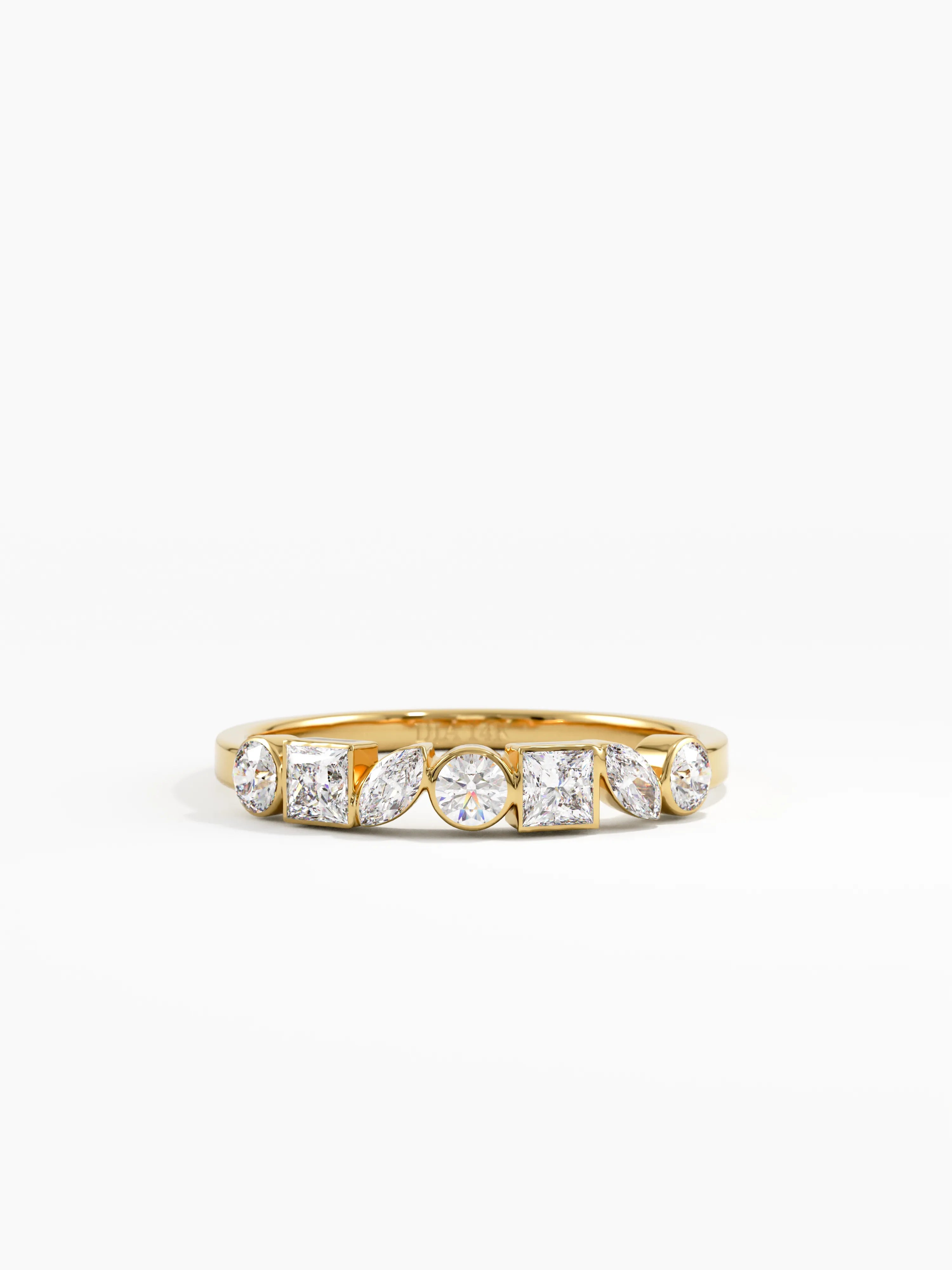 Mixed Cut Wedding Ring, solid gold ring | DiaFifth