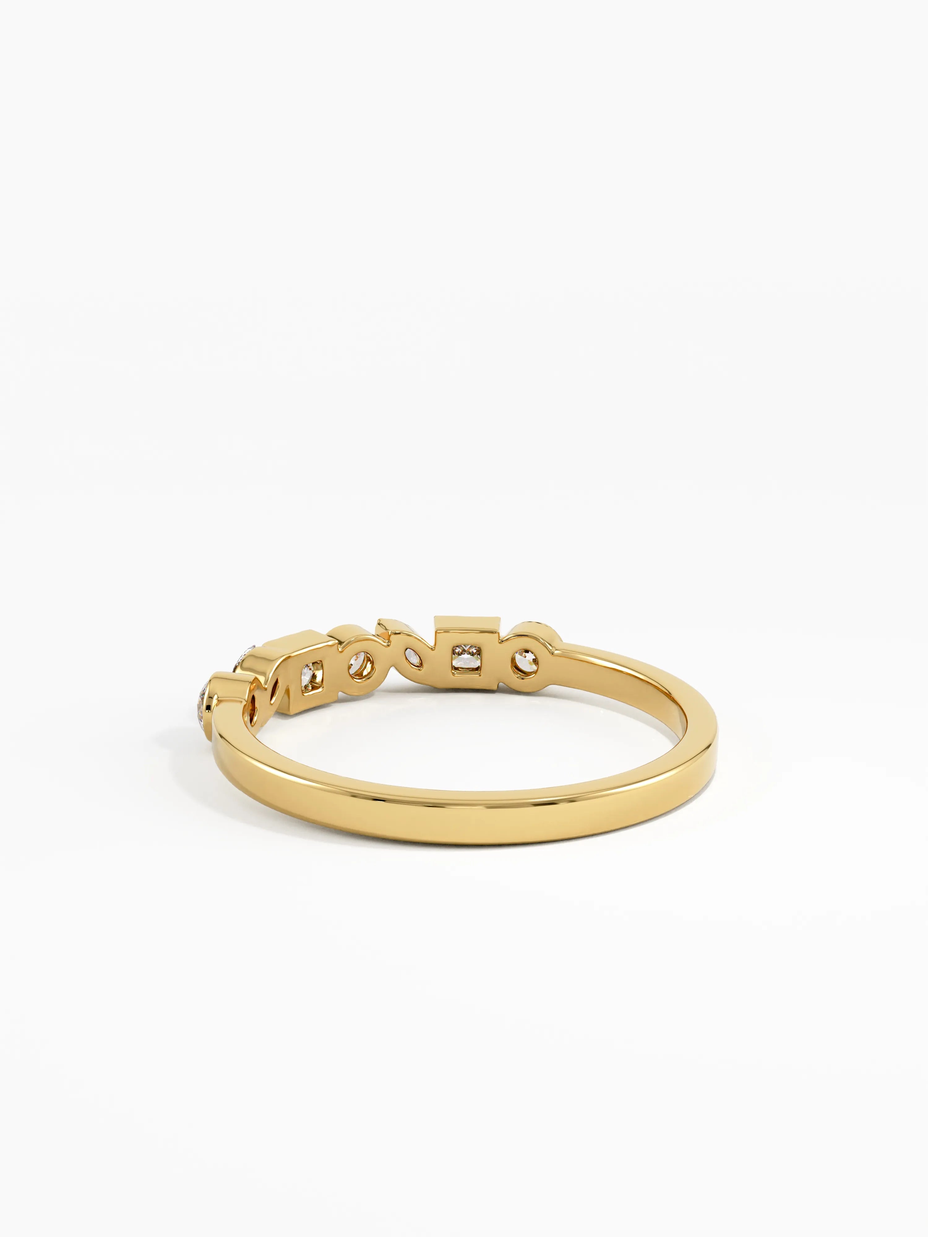 Mixed Cut Wedding Ring, solid gold ring, view 4 | DiaFifth