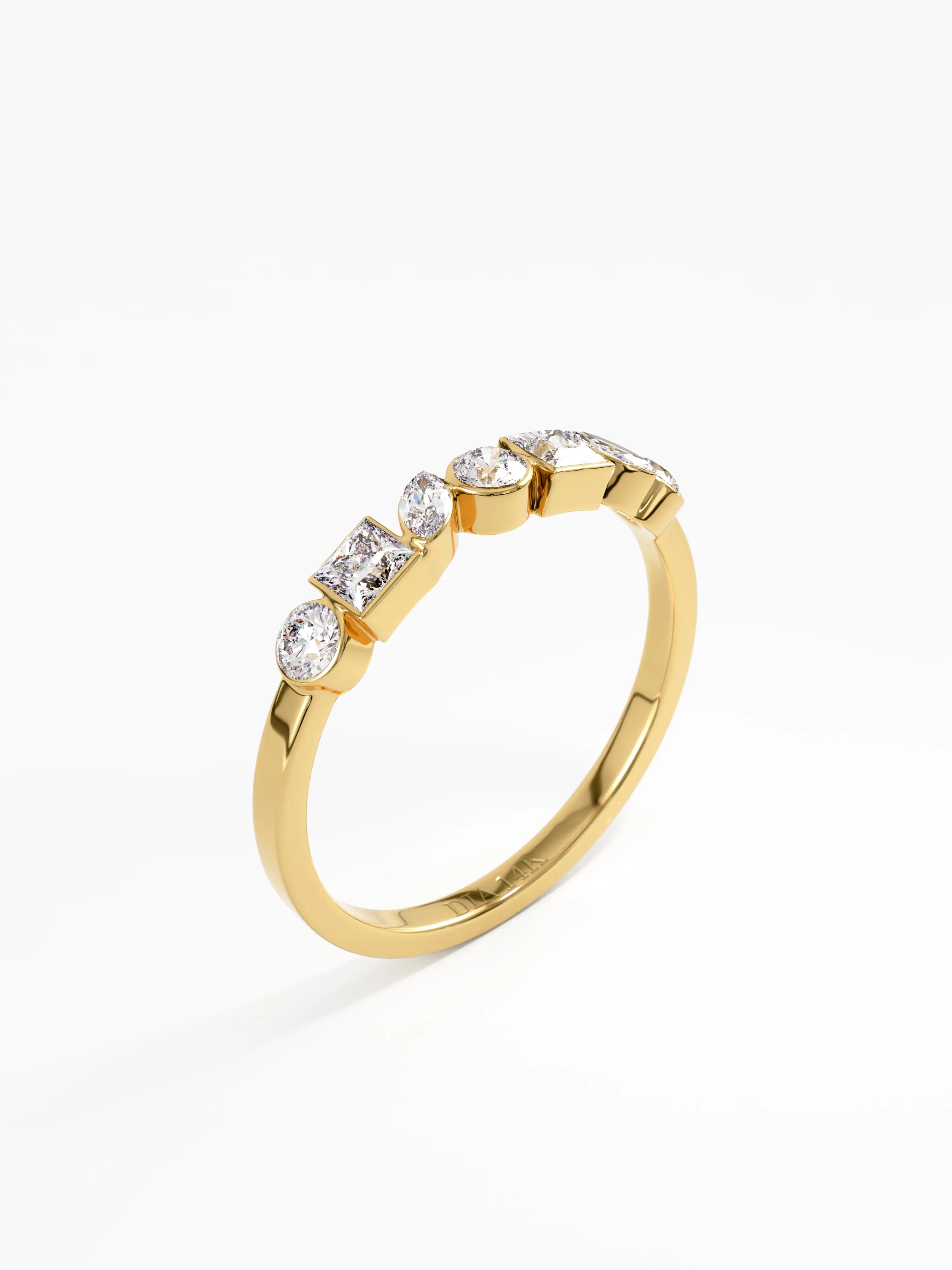 Mixed Cut Wedding Ring, solid gold ring, view 5 | DiaFifth
