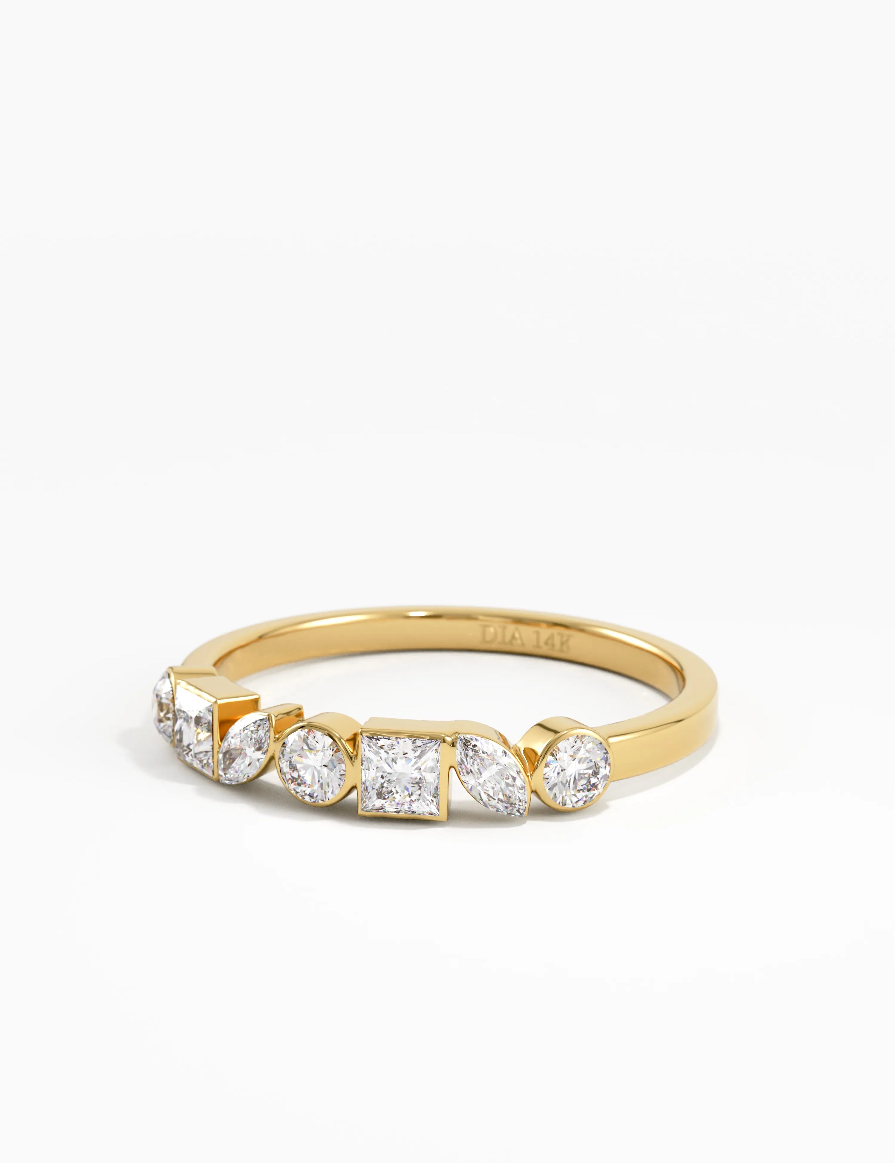Mixed Cut Wedding Ring, solid gold ring, view 8 | DiaFifth