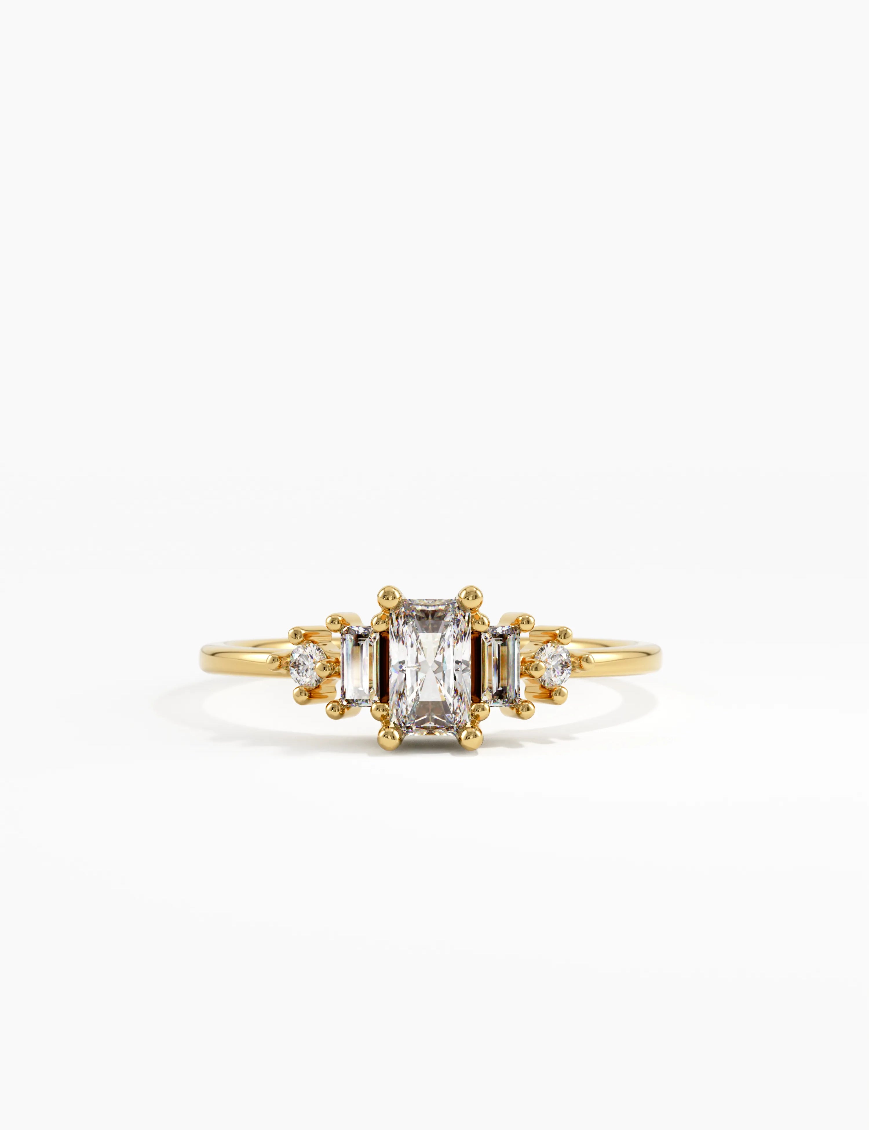 Art Deco Engagement, solid gold ring | DiaFifth