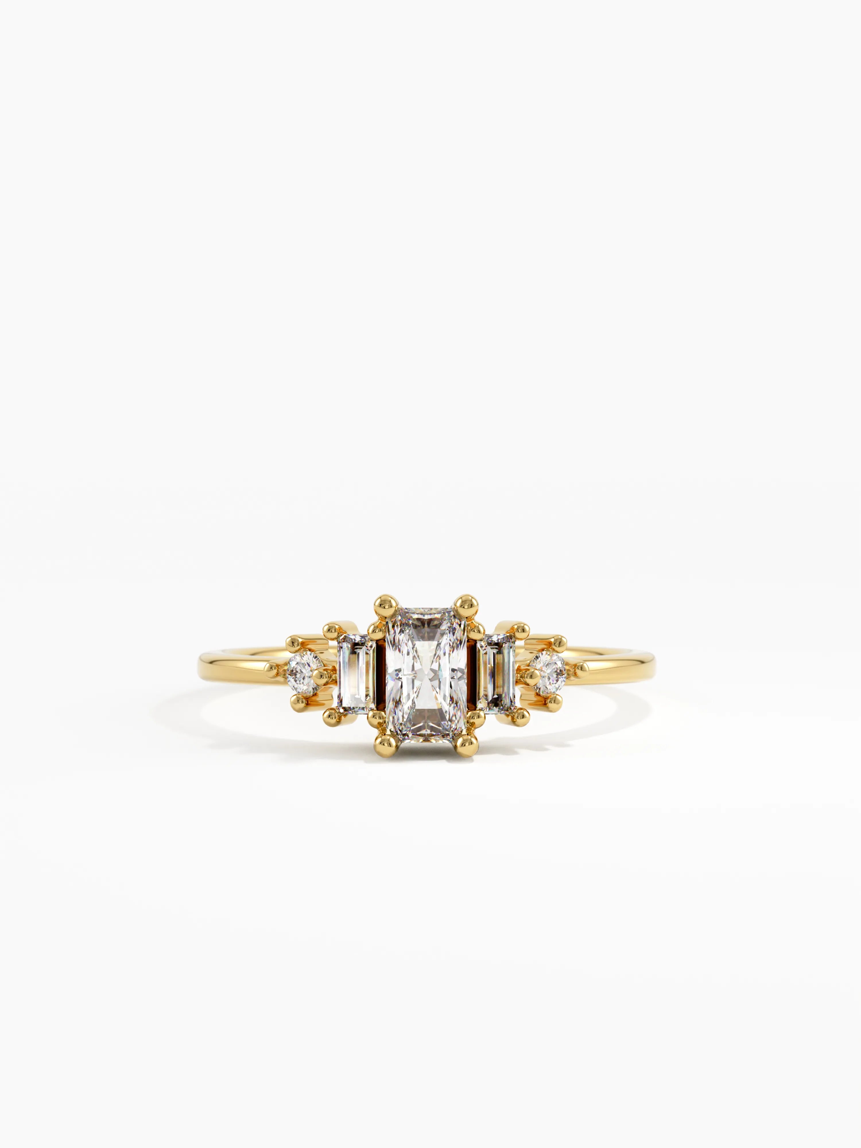 Art Deco Engagement, solid gold ring | DiaFifth