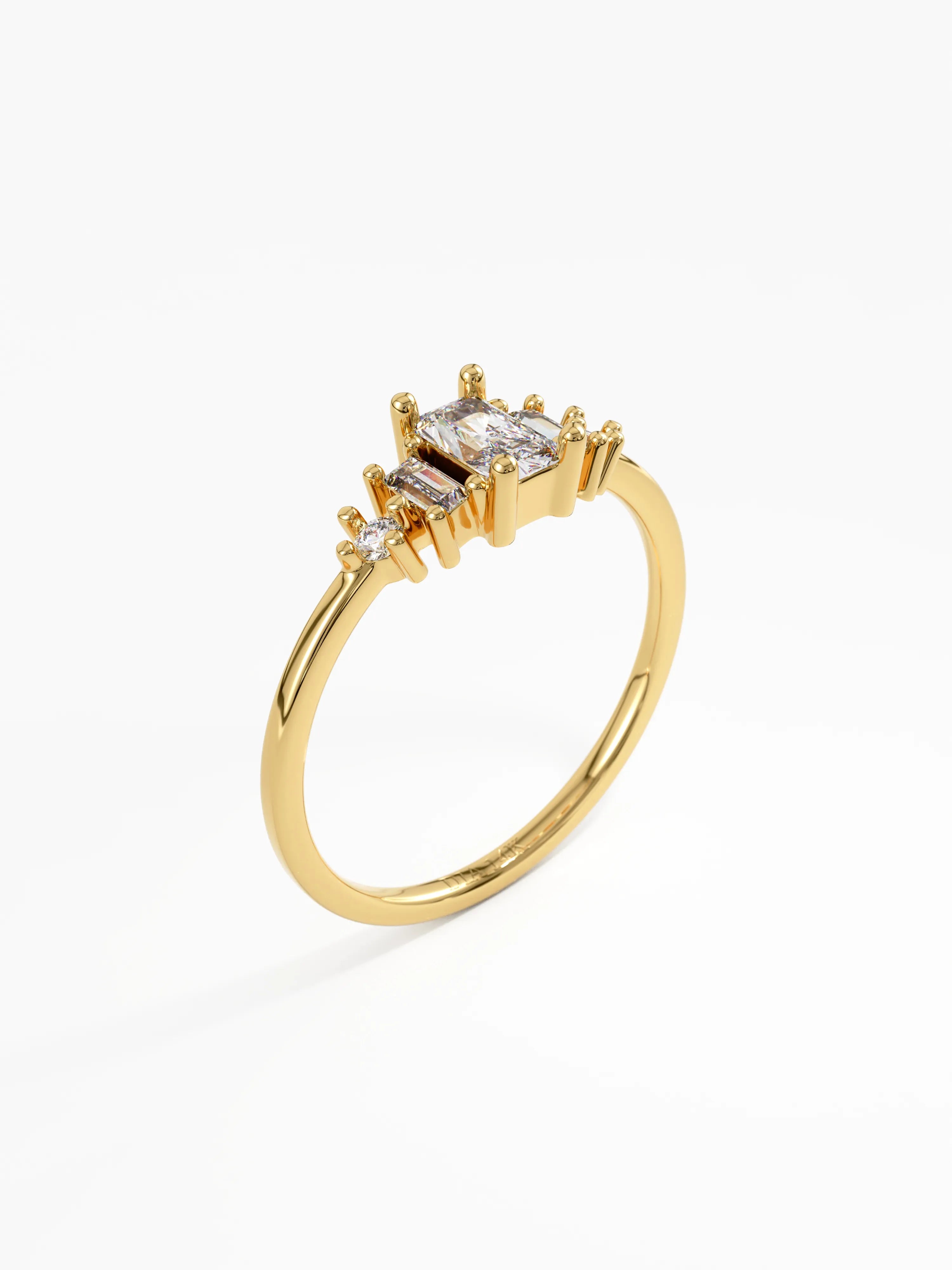 Art Deco Engagement, solid gold ring, view 5 | DiaFifth