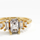 Art Deco Engagement, solid gold ring, view 2 | DiaFifth