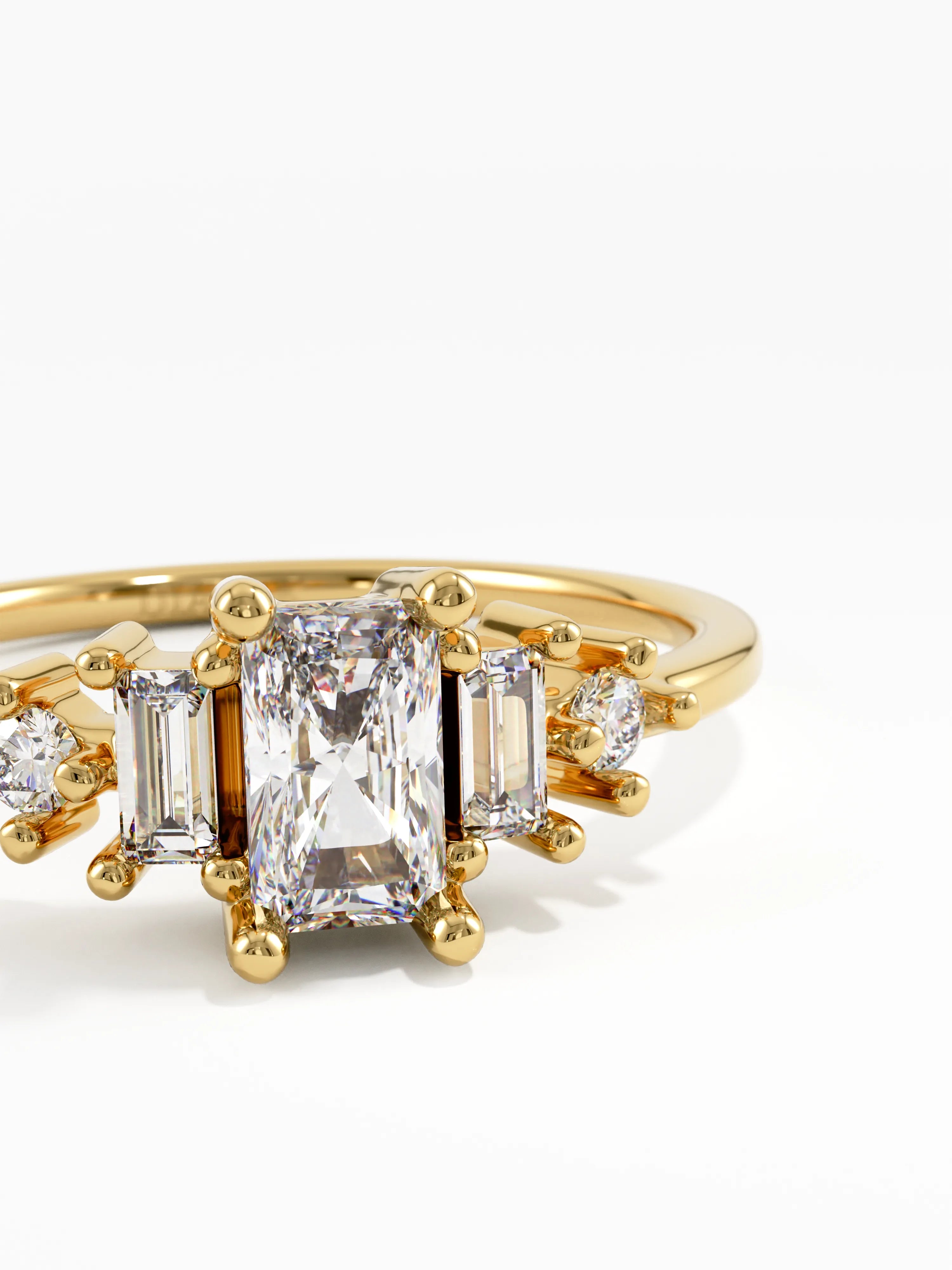 Art Deco Engagement, solid gold ring, view 2 | DiaFifth