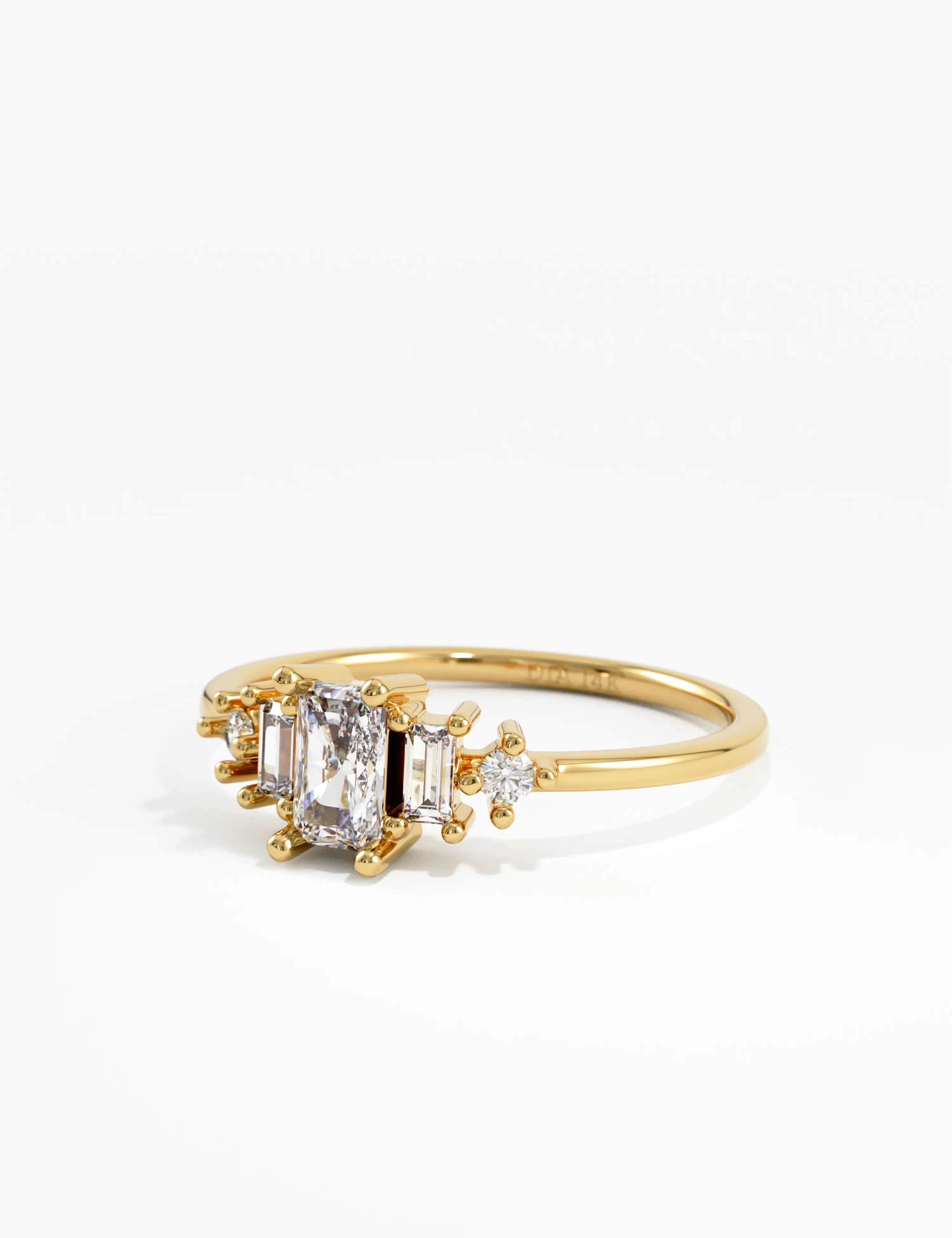 Art Deco Engagement, solid gold ring, view 8 | DiaFifth