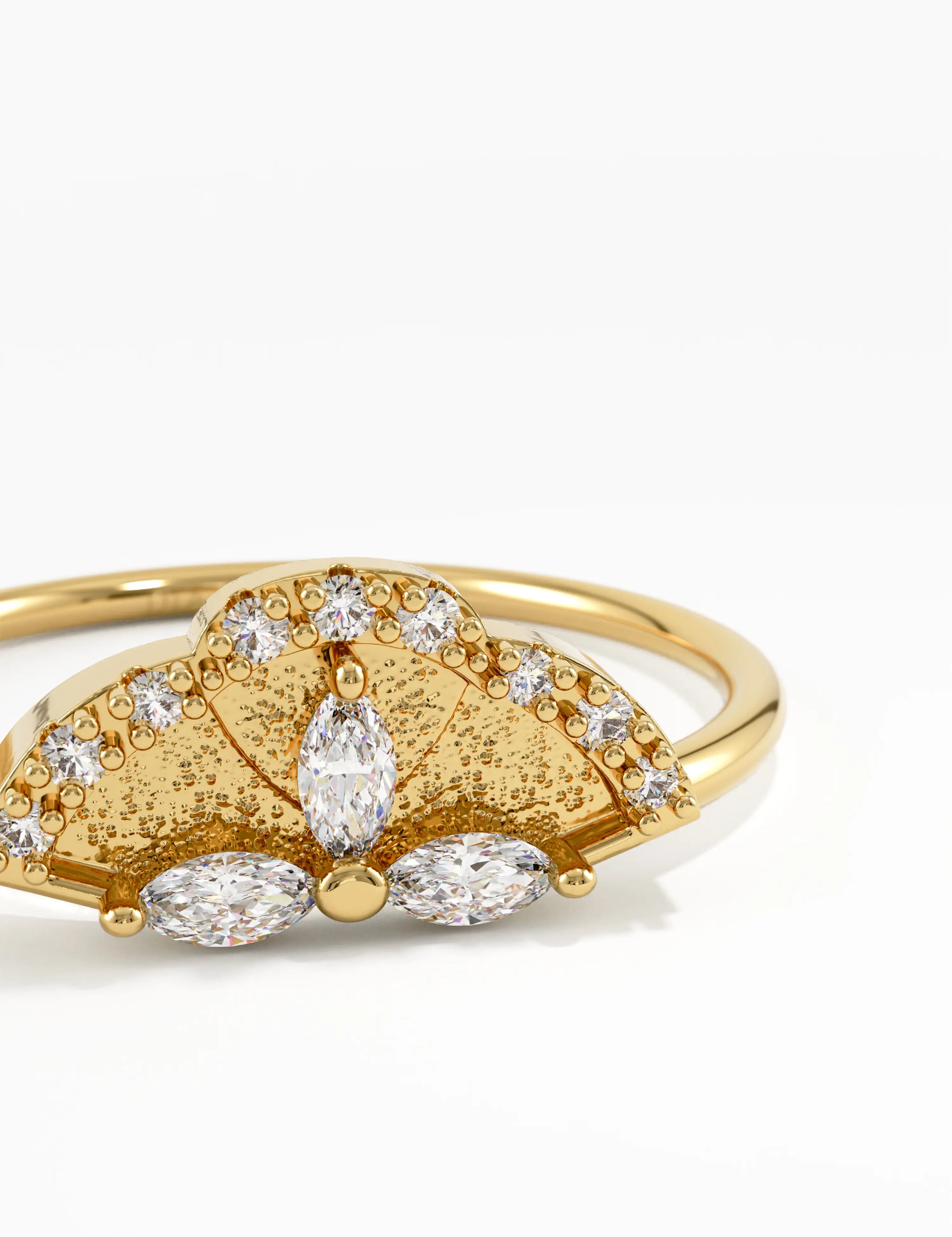 Unique Statement Ring, solid gold ring, view 2 | DiaFifth