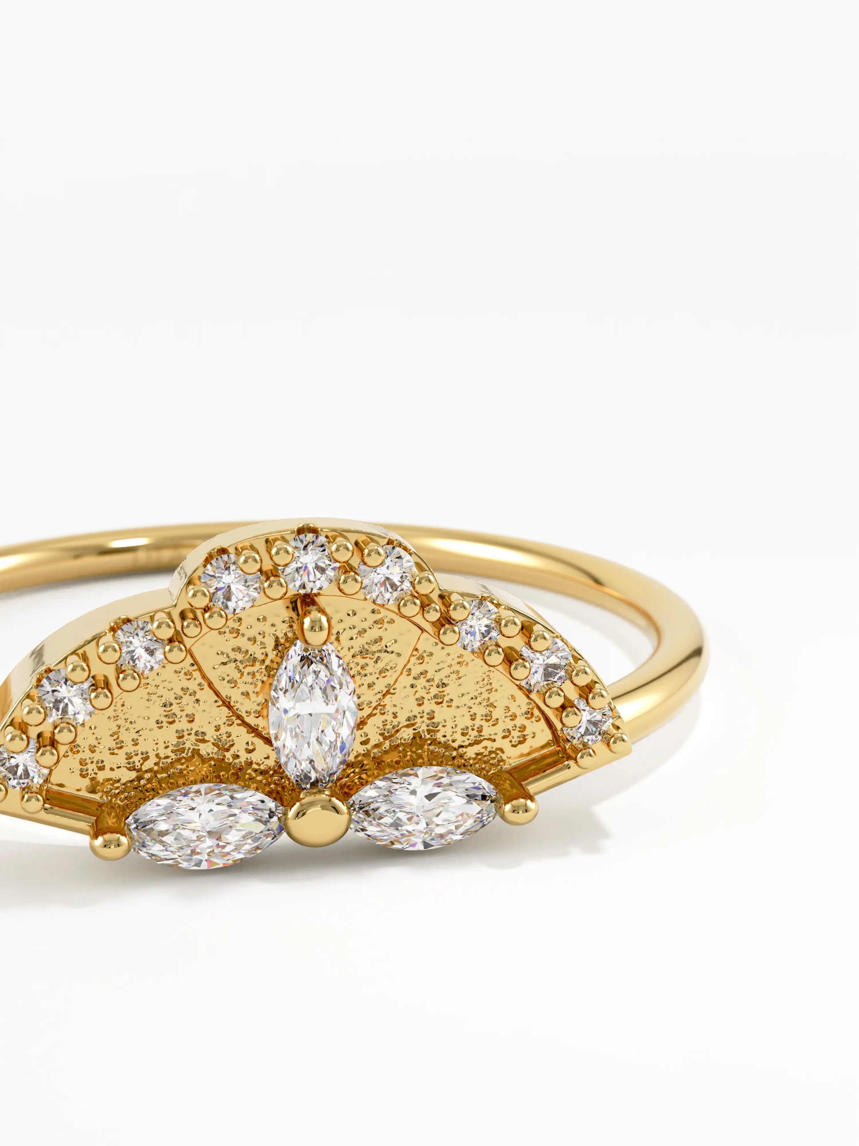 Unique Statement Ring, solid gold ring, view 2 | DiaFifth