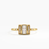 Baguette Statement Ring, solid gold ring | DiaFifth