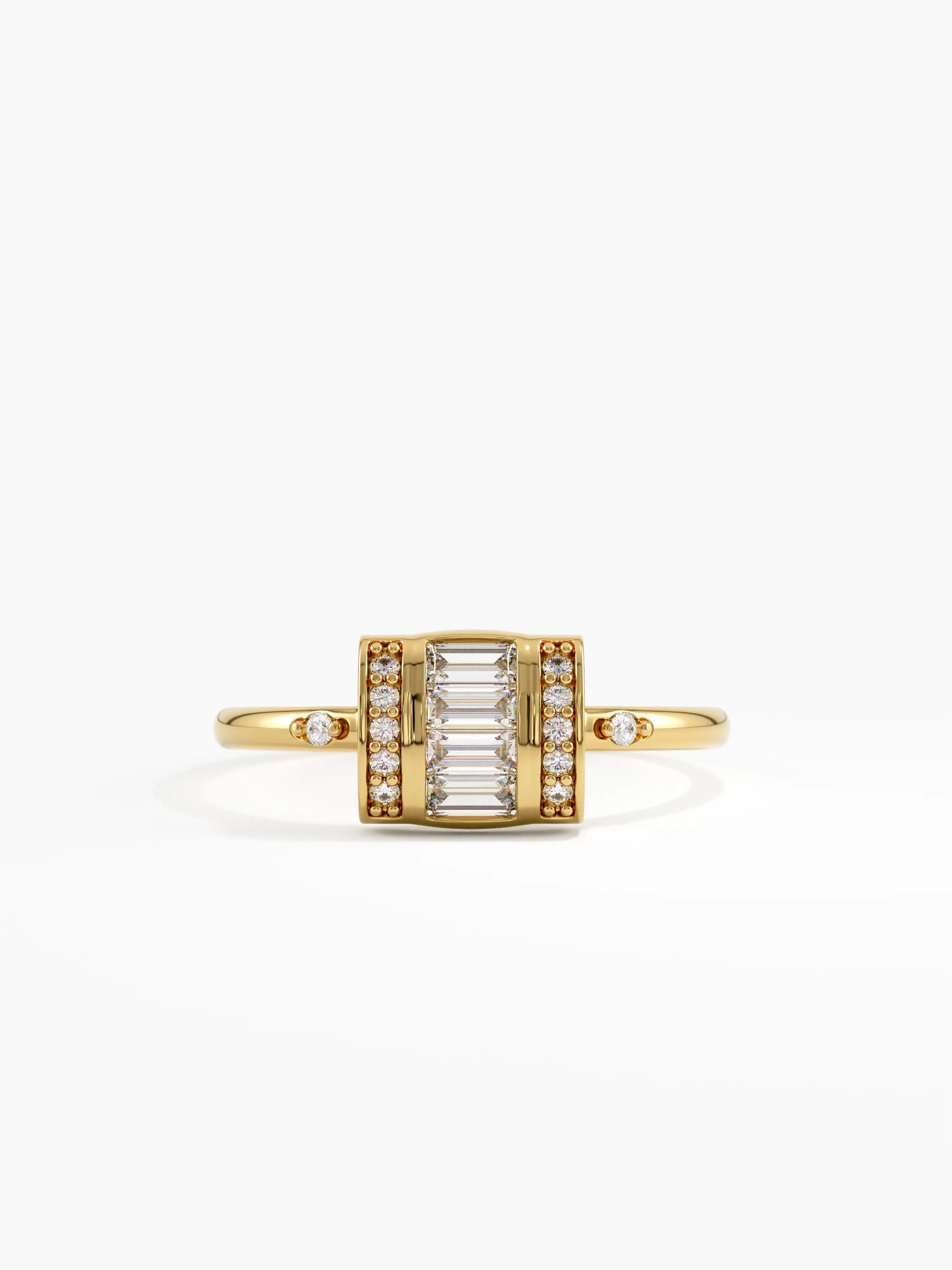Baguette Statement Ring, solid gold ring | DiaFifth