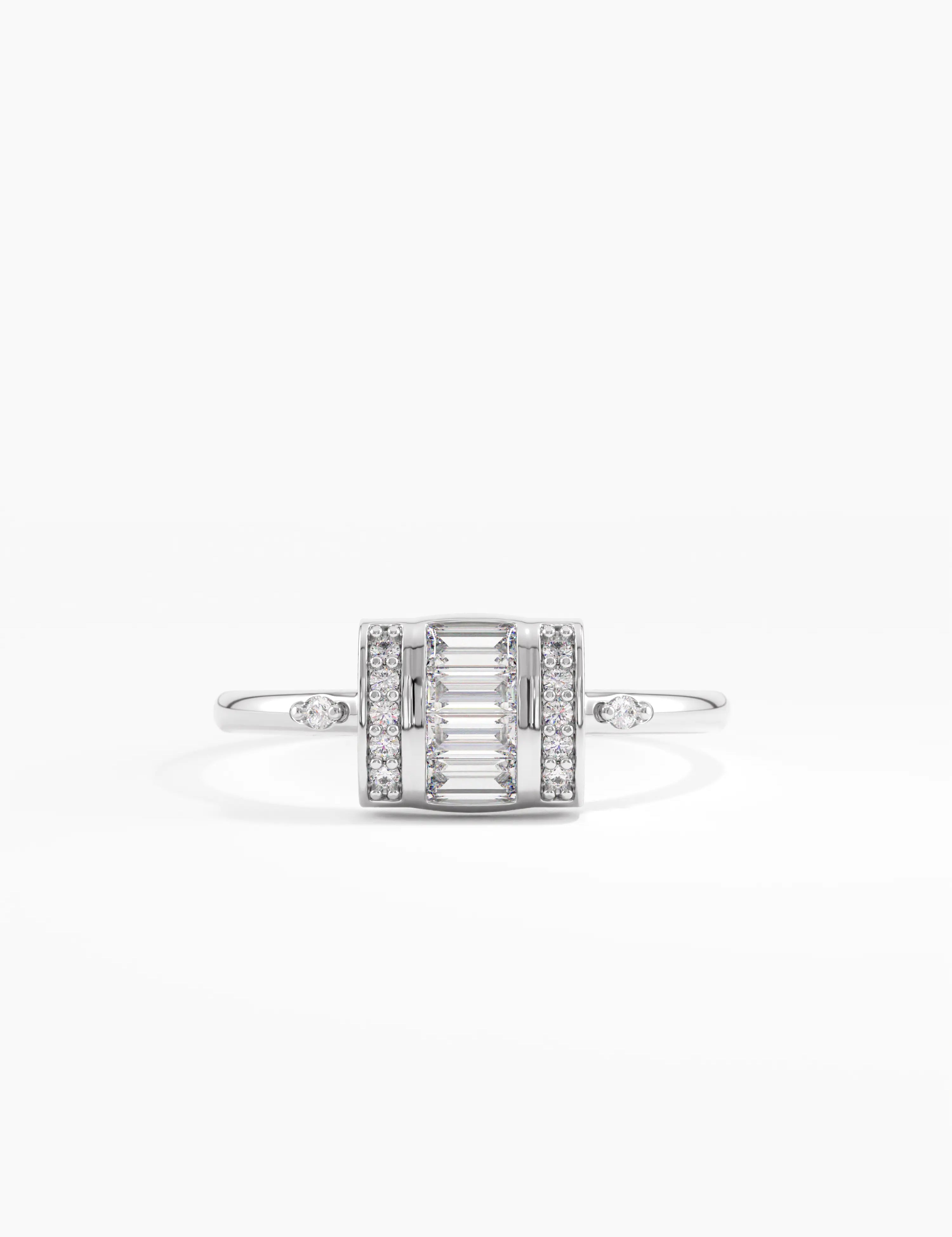 Baguette Statement Ring, solid gold ring, view 7 | DiaFifth