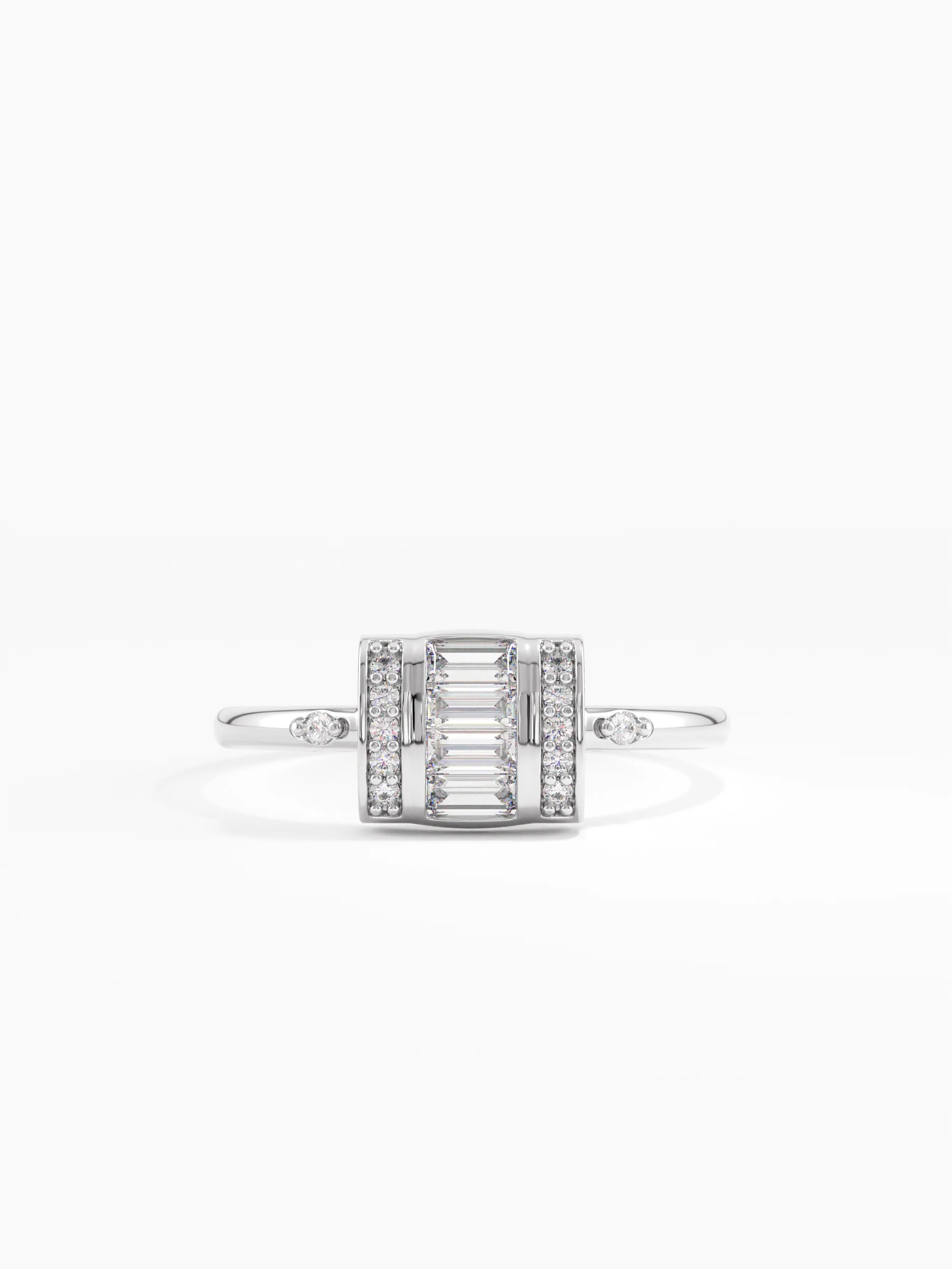 Baguette Statement Ring, solid gold ring, view 7 | DiaFifth