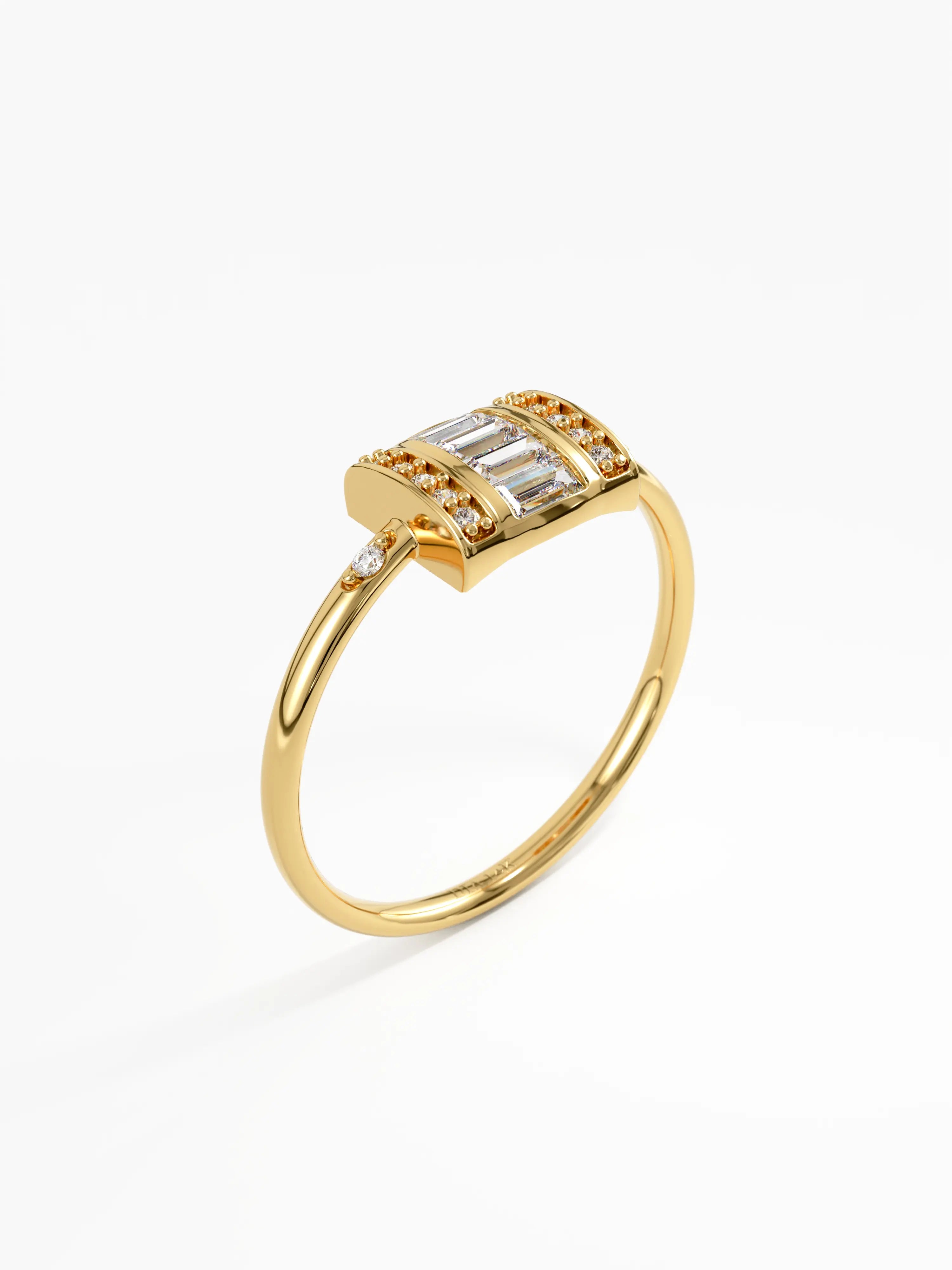 Baguette Statement Ring, solid gold ring, view 5 | DiaFifth