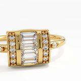 Baguette Statement Ring, solid gold ring, view 2 | DiaFifth