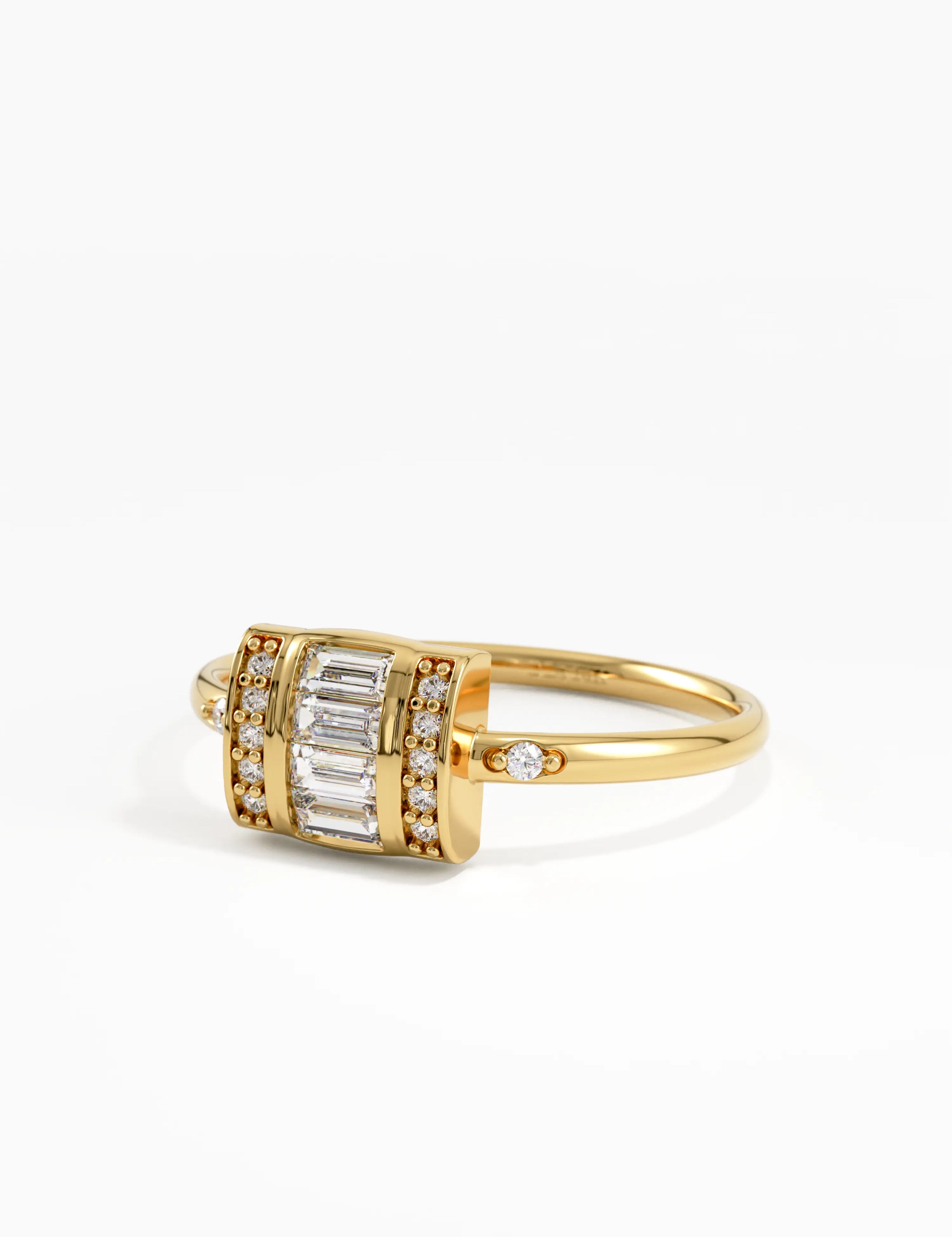 Baguette Statement Ring, solid gold ring, view 8 | DiaFifth