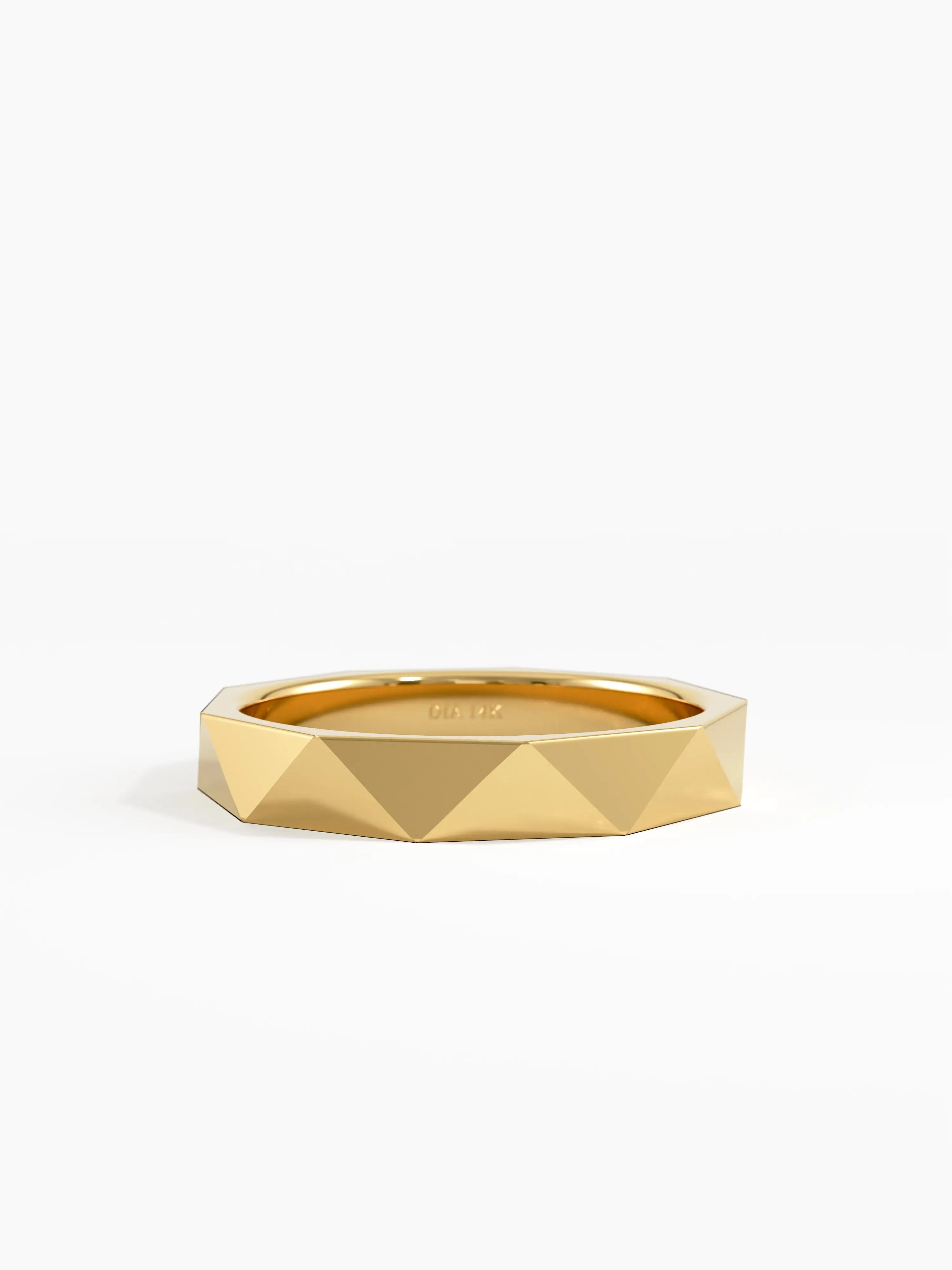 Faceted Wedding Band, solid gold ring | DiaFifth